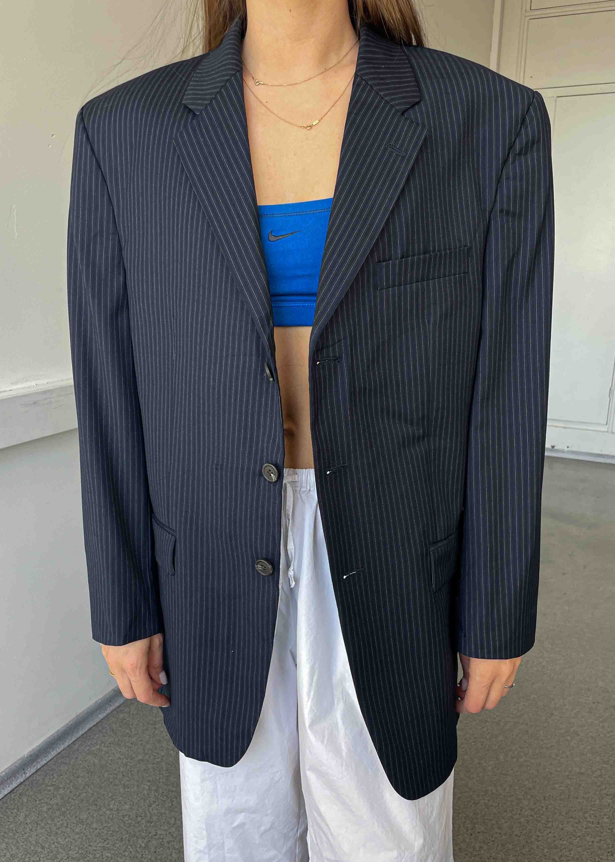 Vintage Dark Blue Stripped Oversized Blazer by RALPH LAUREN