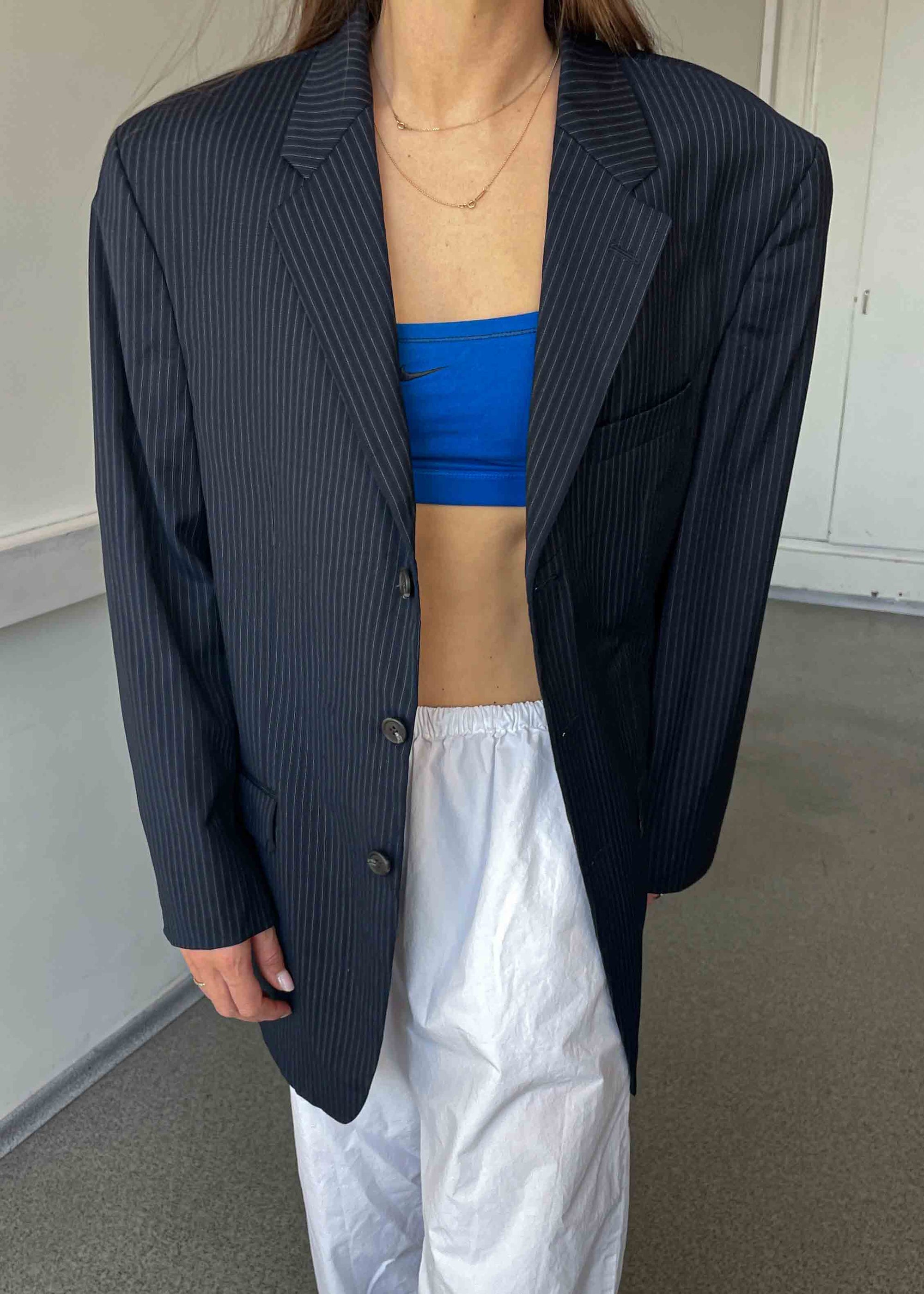 Vintage Dark Blue Stripped Oversized Blazer by RALPH LAUREN