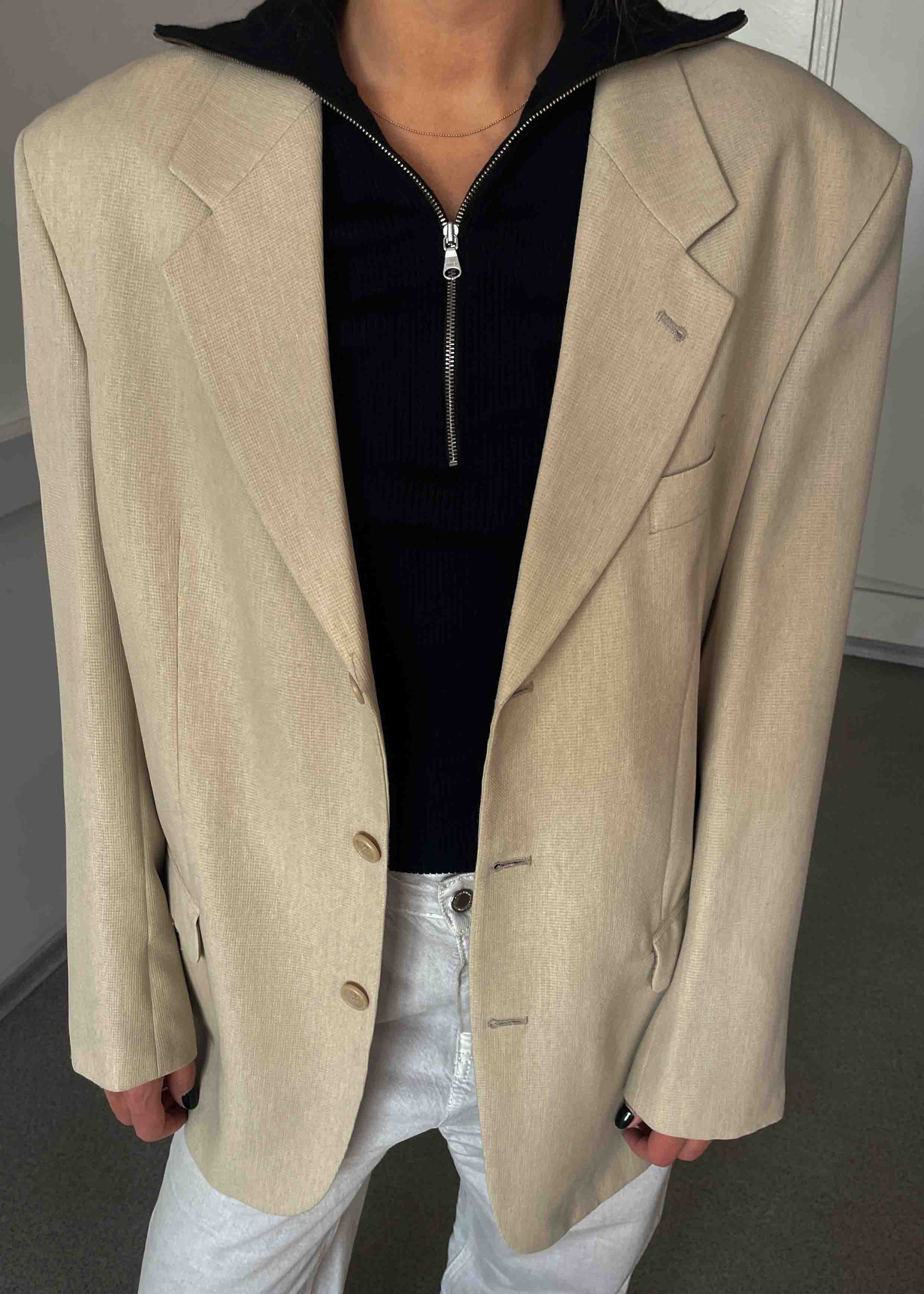Vintage Cream Oversized Classic Blazer