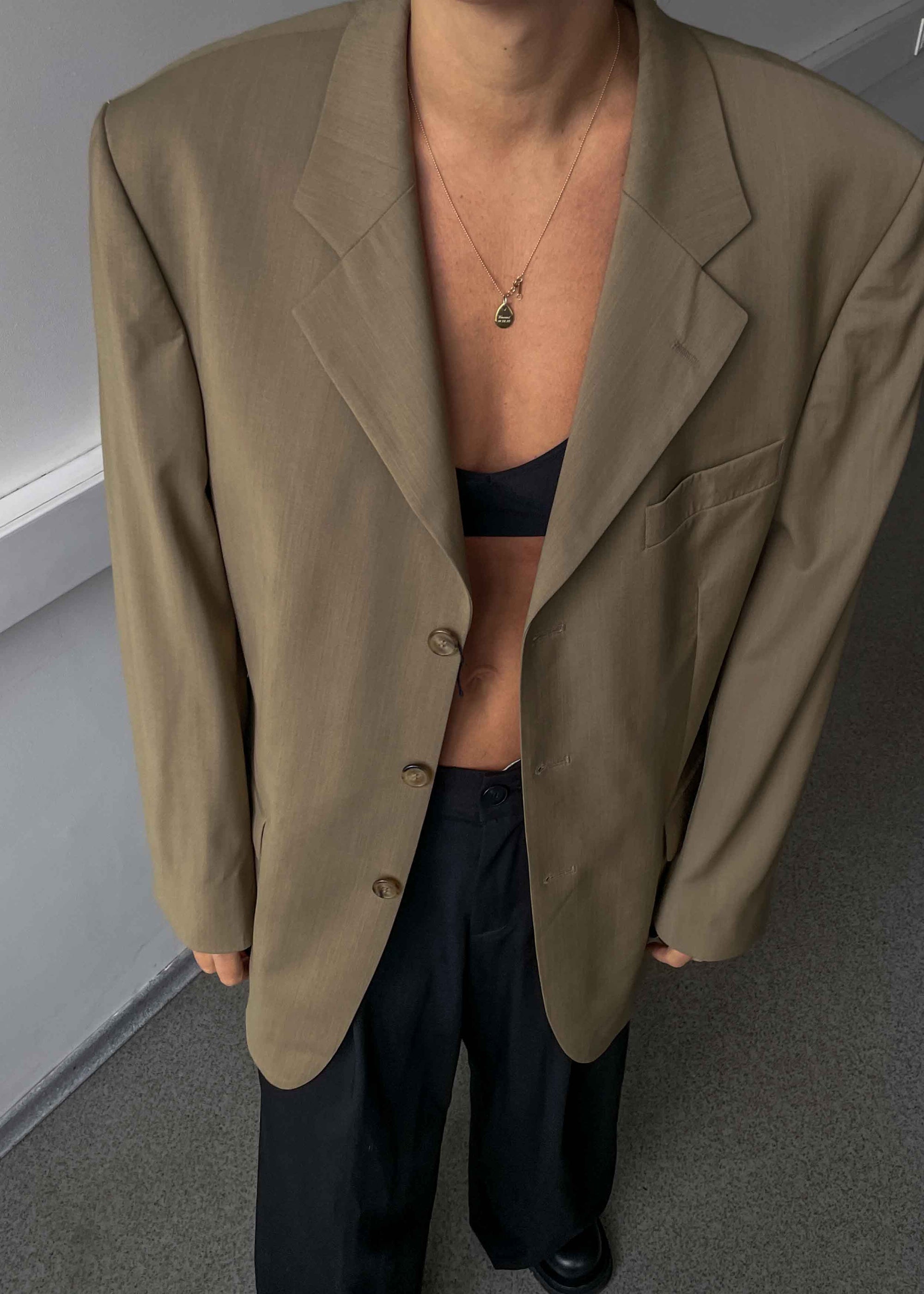 Vintage Beige Oversized Blazer