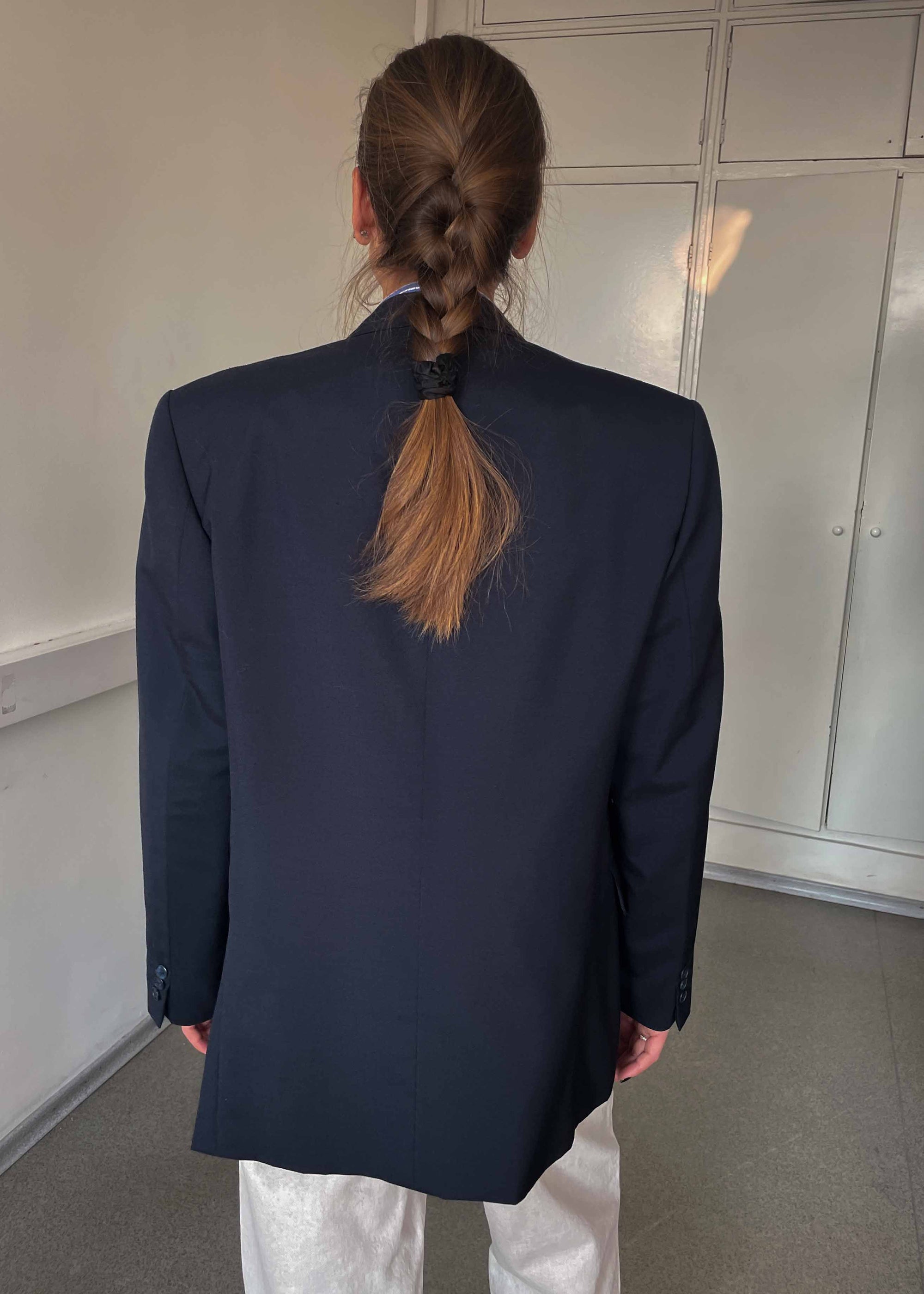 Vintage Navy Blue Oversized Double Breasted Blazer