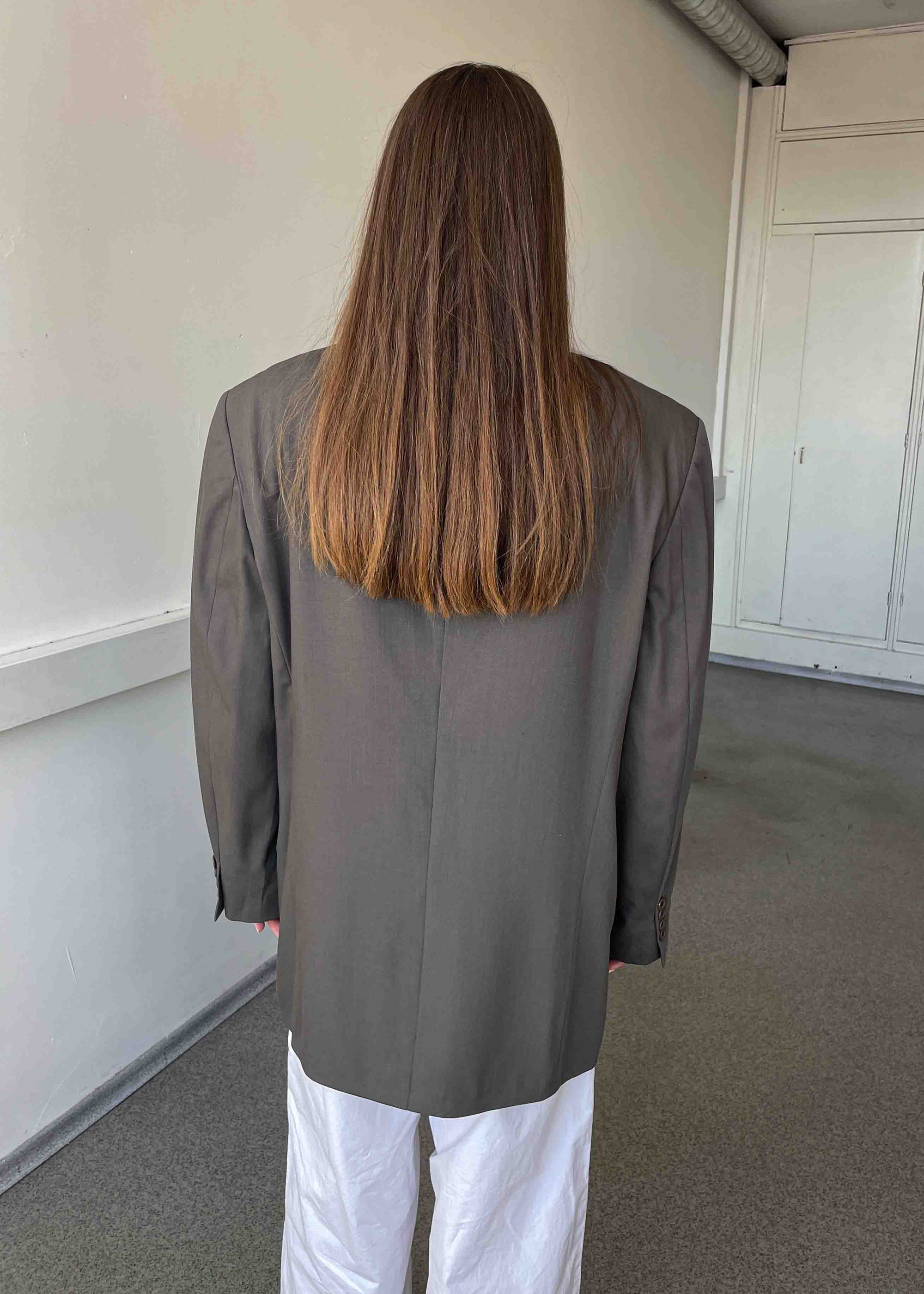 Vintage Grey / Khaki Oversized 100% Wool Blazer by CALVIN KLEIN