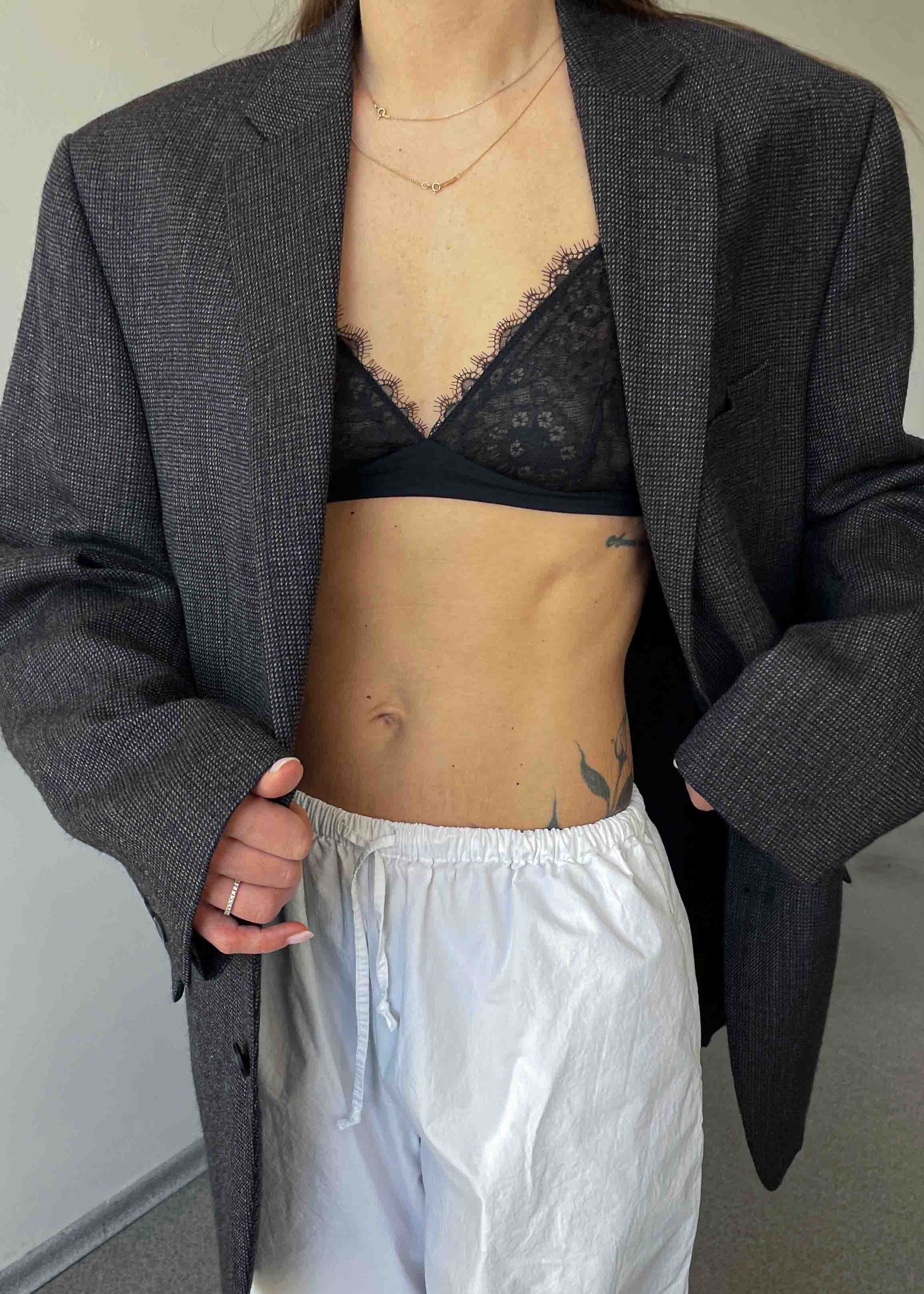 Vintage Grey Patterned Oversized 100% Wool Blazer by Chaps by RALPH LAUREN