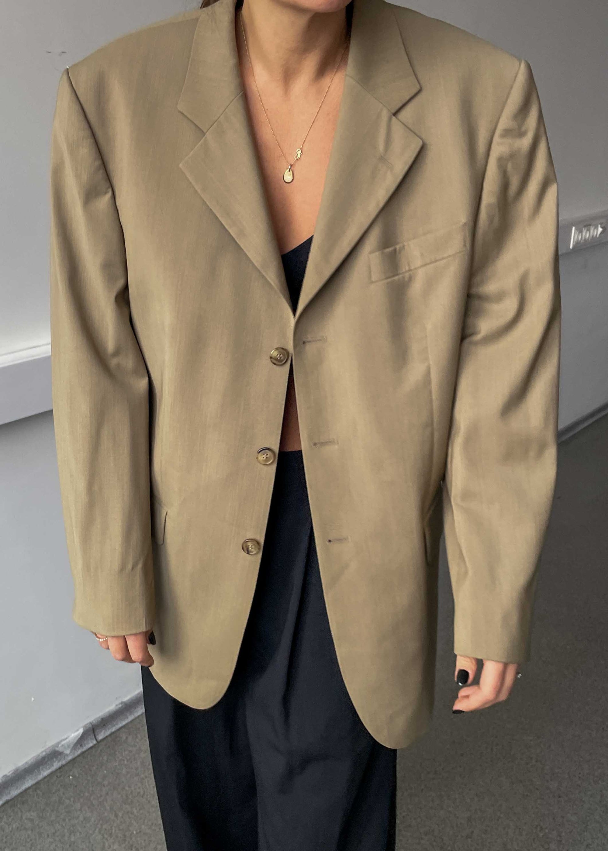 Vintage Beige Oversized Blazer