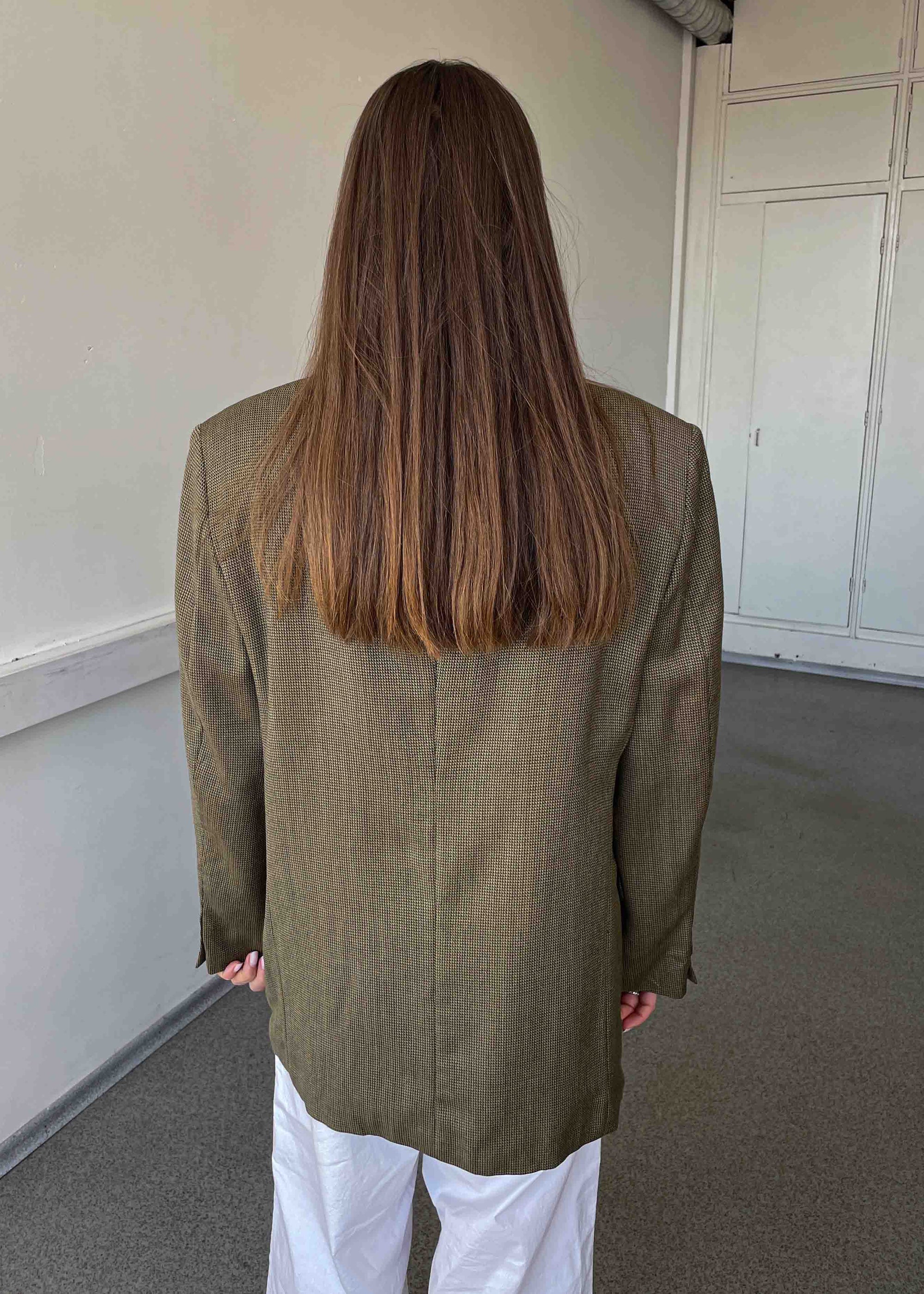 Vintage Mustard Yellow Patterned Oversized Blazer