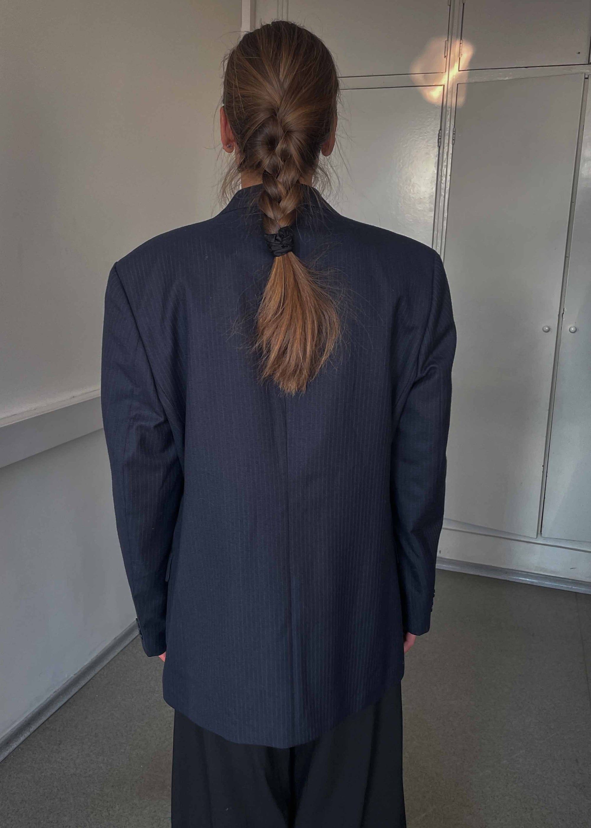 Vintage Navy Blue Stripped Oversized Blazer