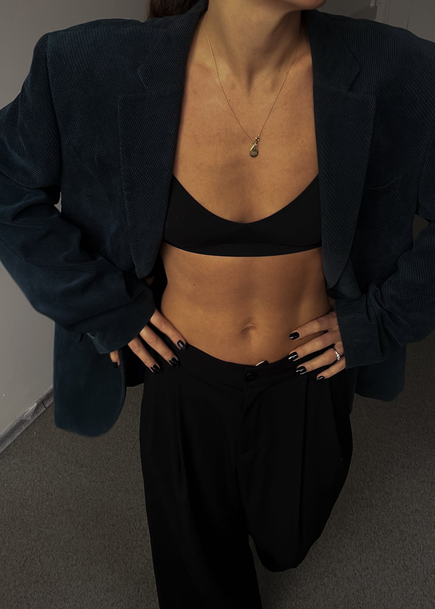 Vintage Blue Patterned Oversized Blazer