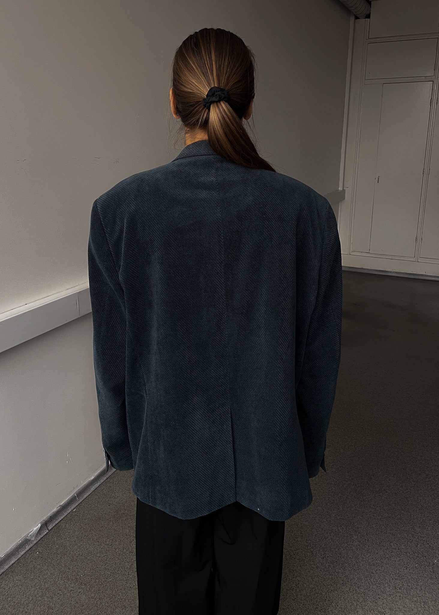 Vintage Blue Patterned Oversized Blazer