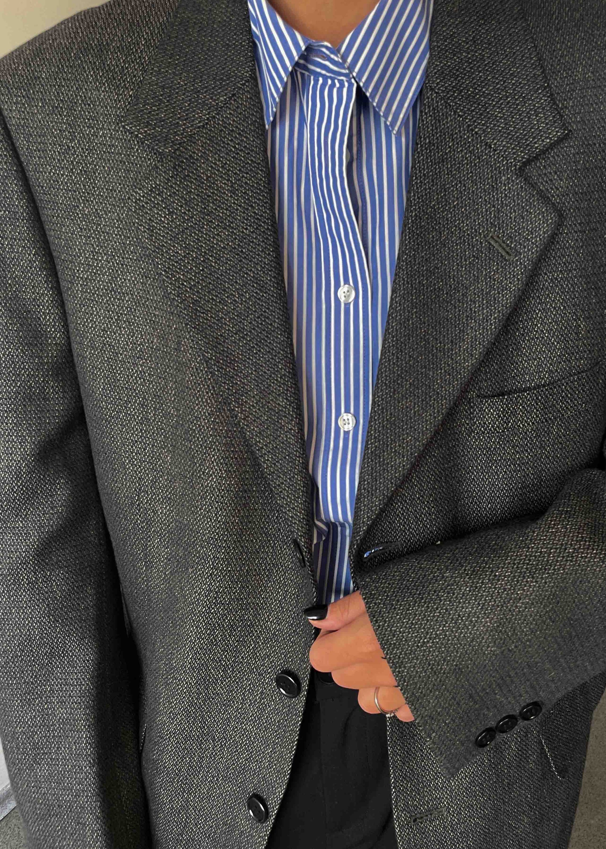 Vintage Grey Patterned Oversized Blazer