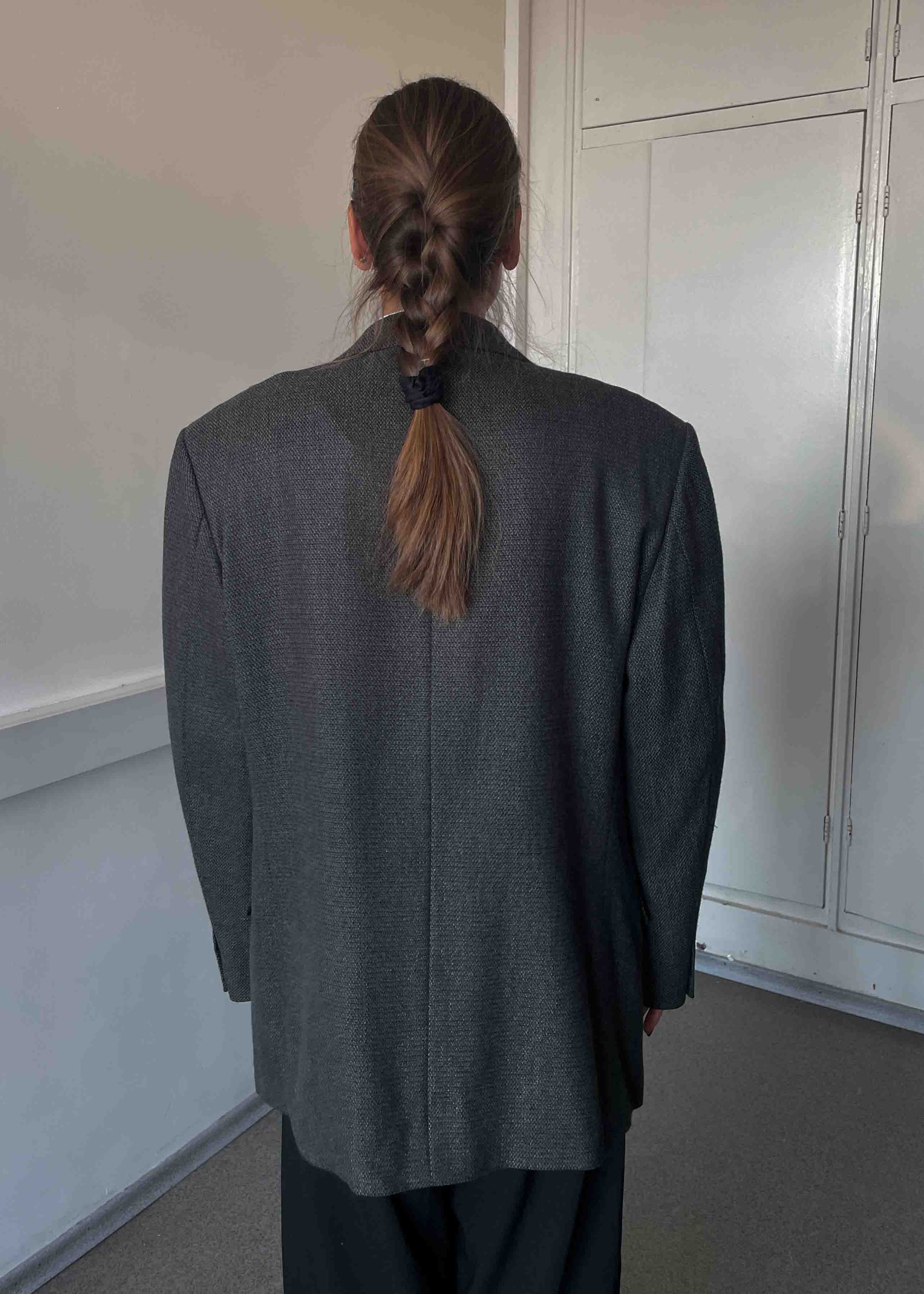 Vintage Grey Patterned Oversized Blazer