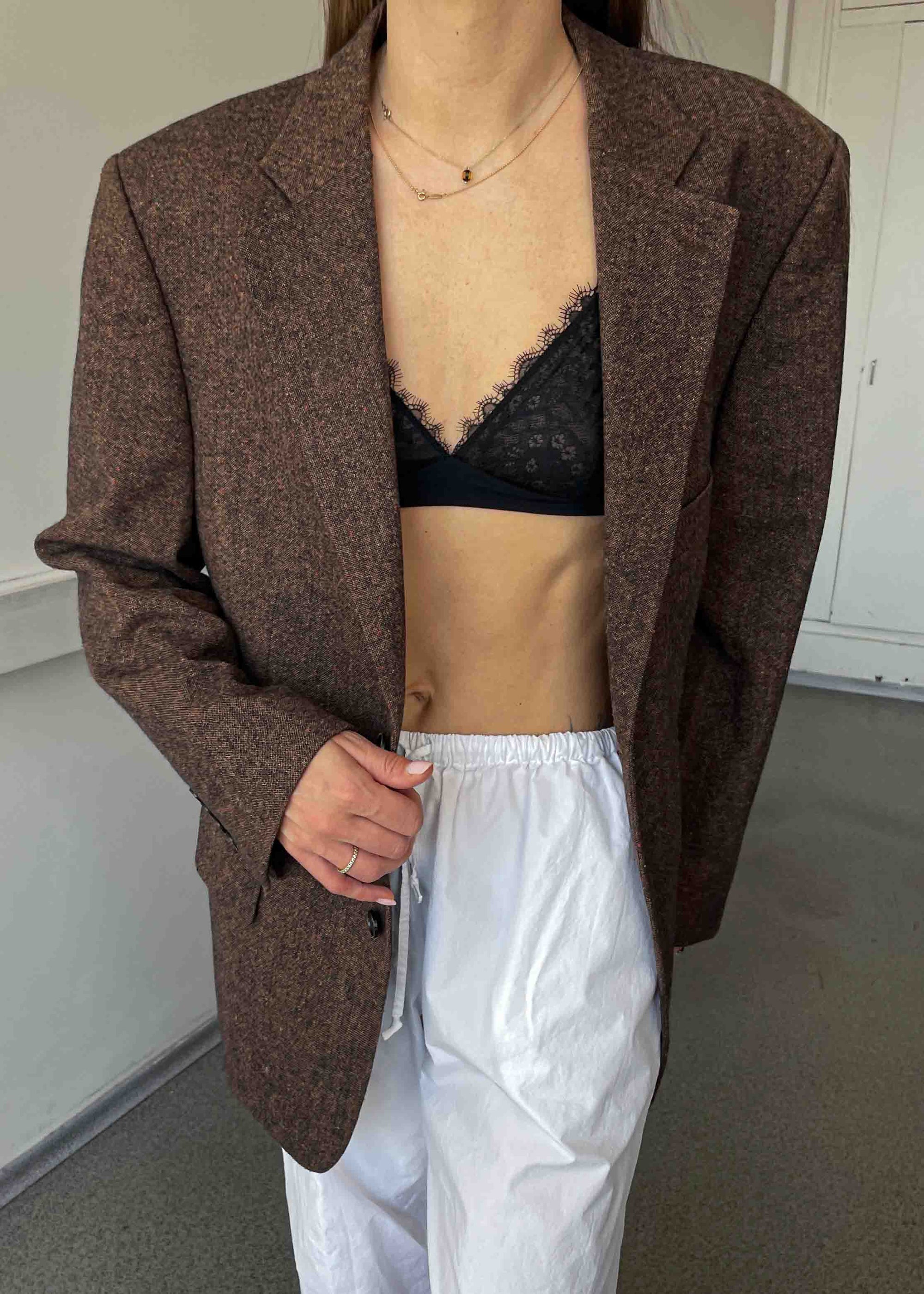 Vintage Brown Patterned Oversized Blazer