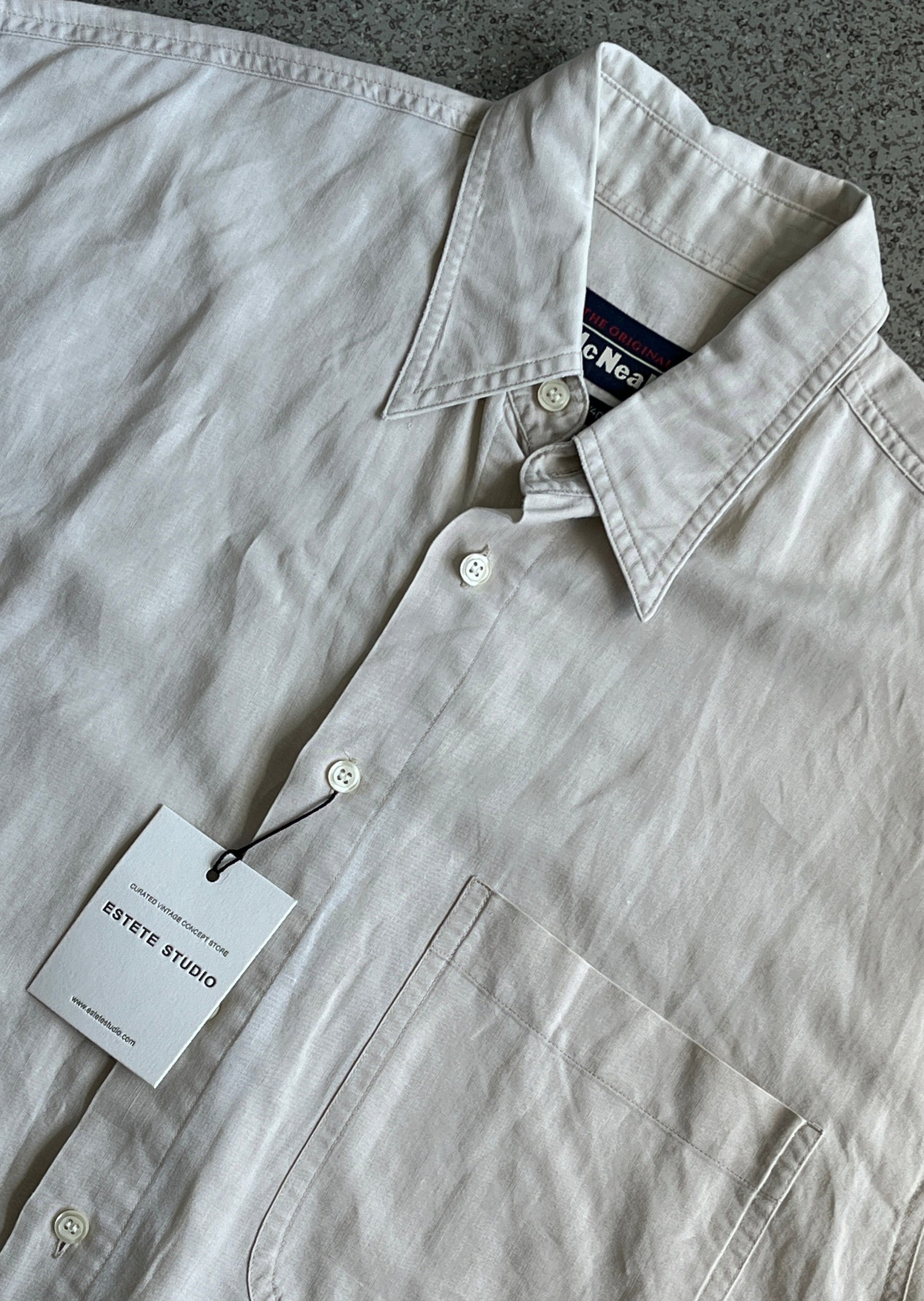 Vintage Beige Oversized Linen Shirt