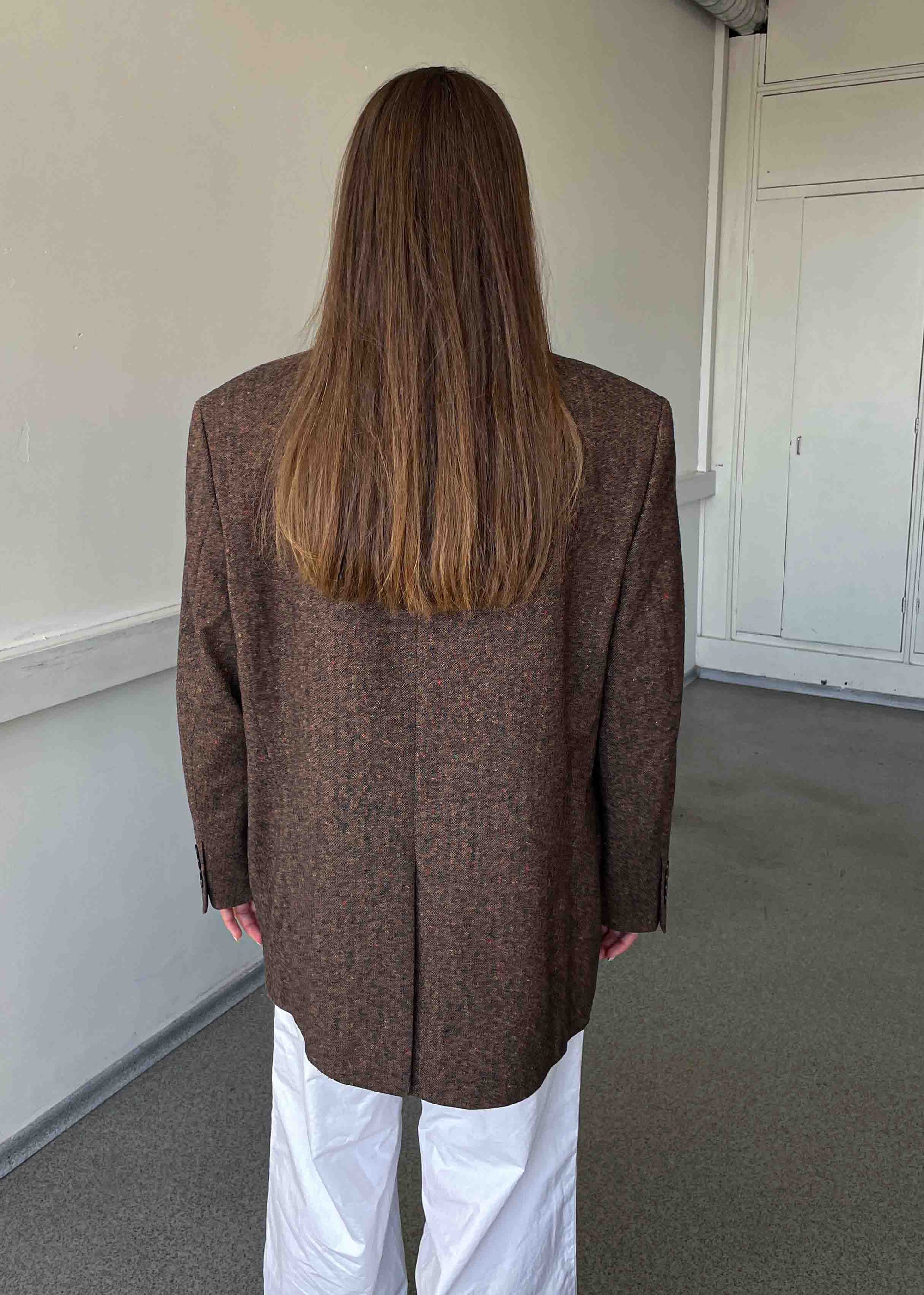Vintage Brown Patterned Oversized Blazer