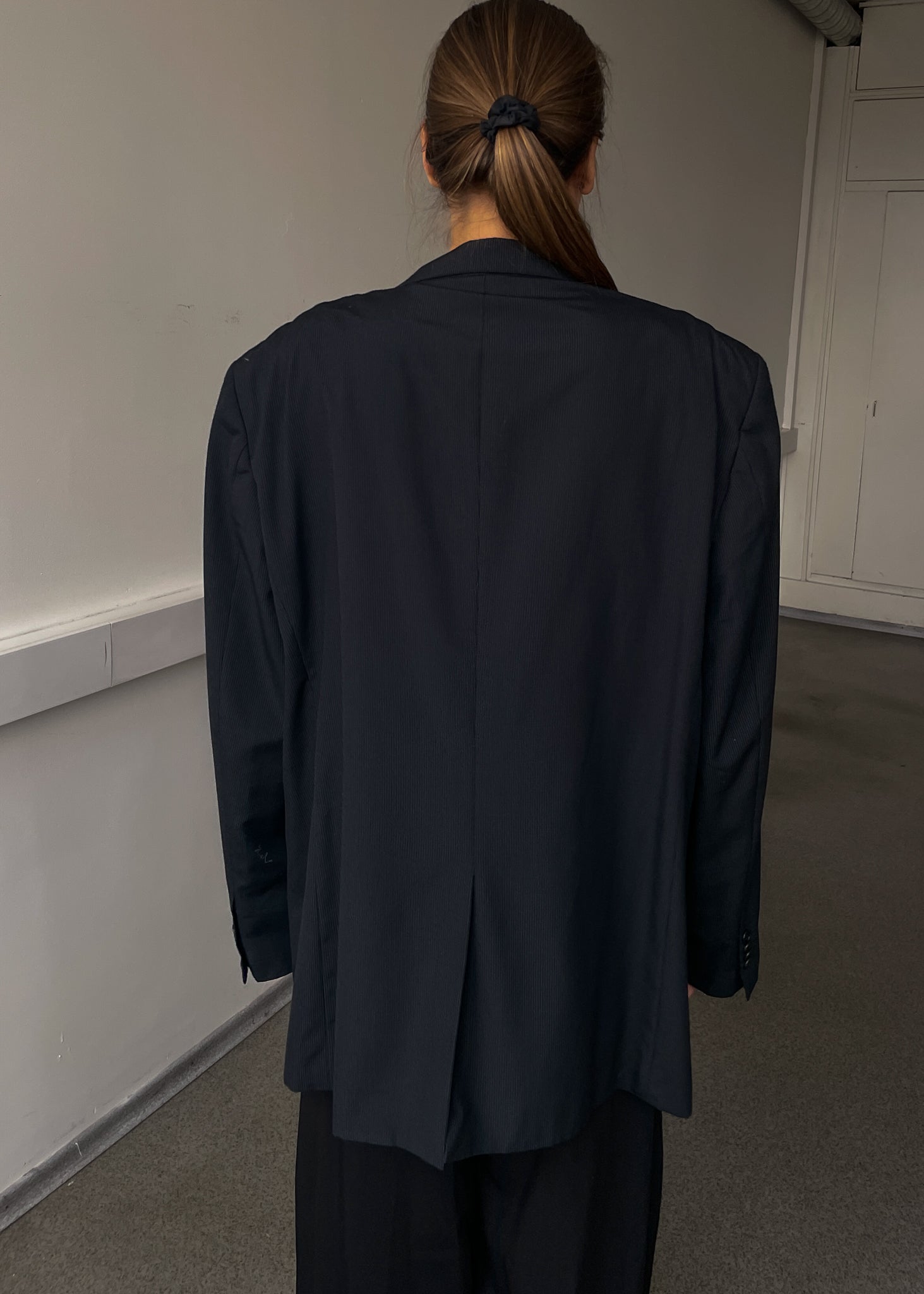 Vintage Black Striped Oversized Blazer