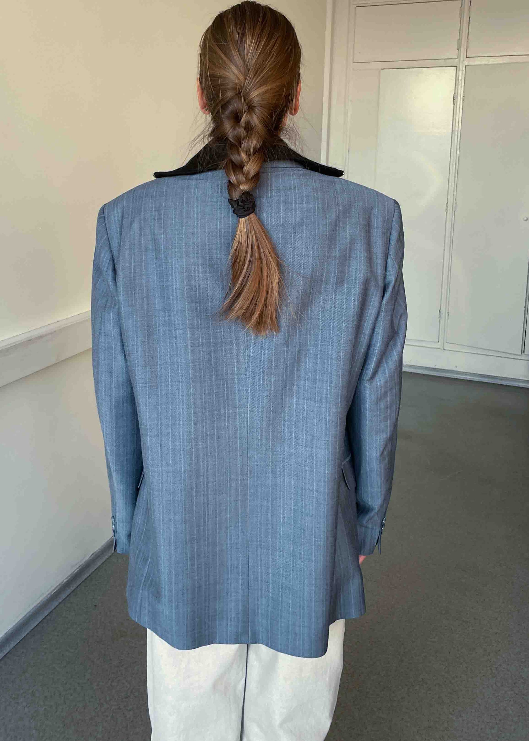Vintage Light Blue Stripped Oversized Blazer