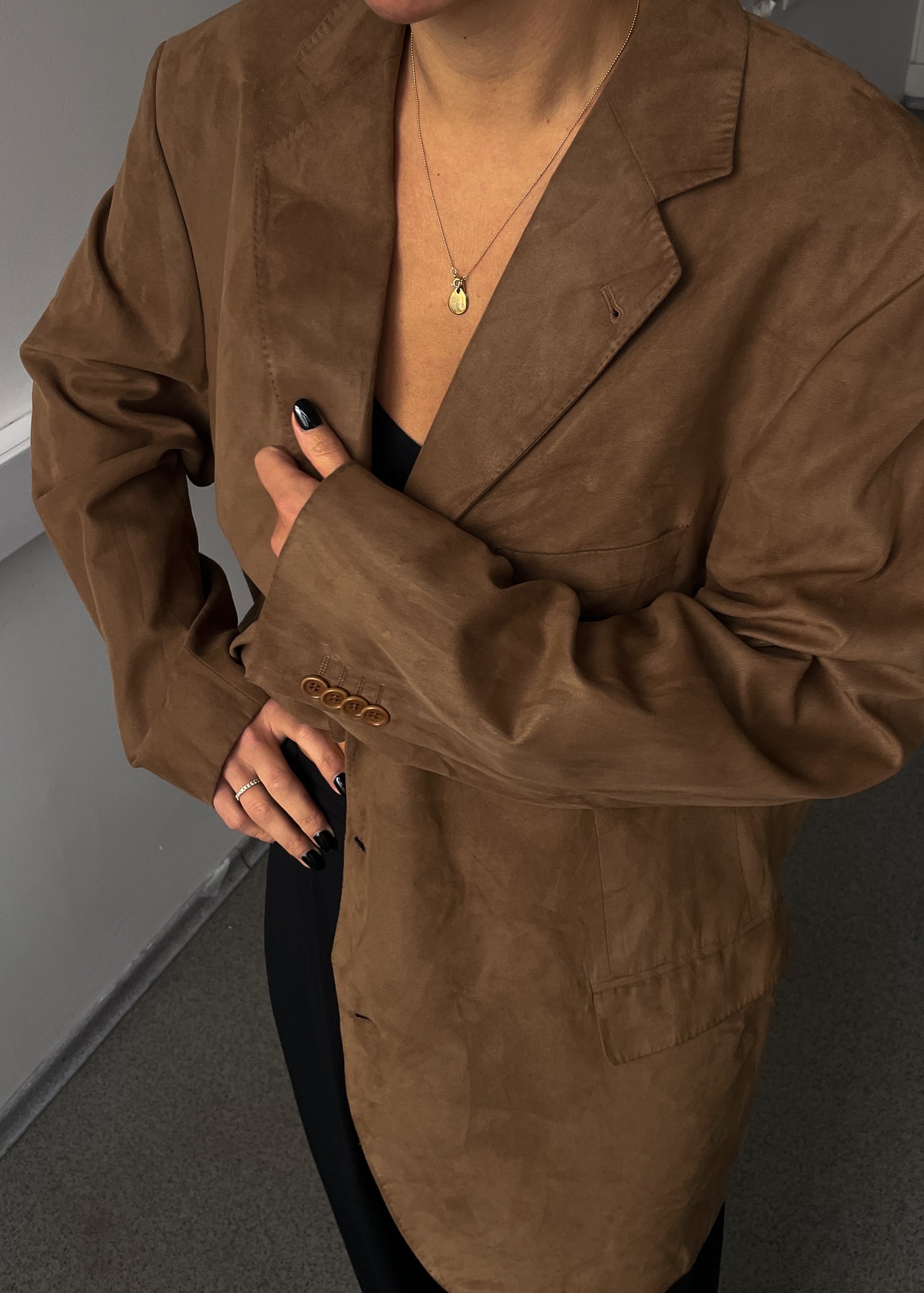 Vintage Brown Velvet Oversized Blazer