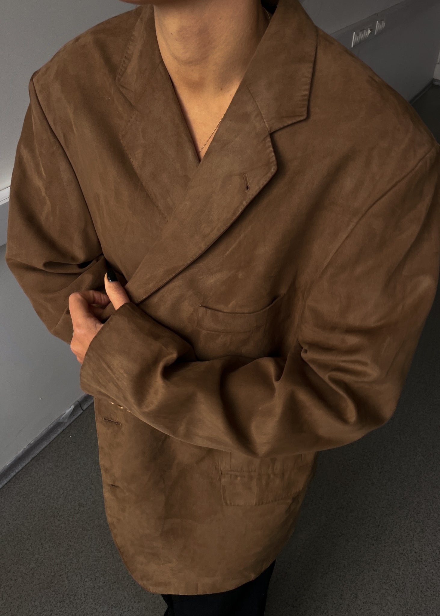 Vintage Brown Velvet Oversized Blazer
