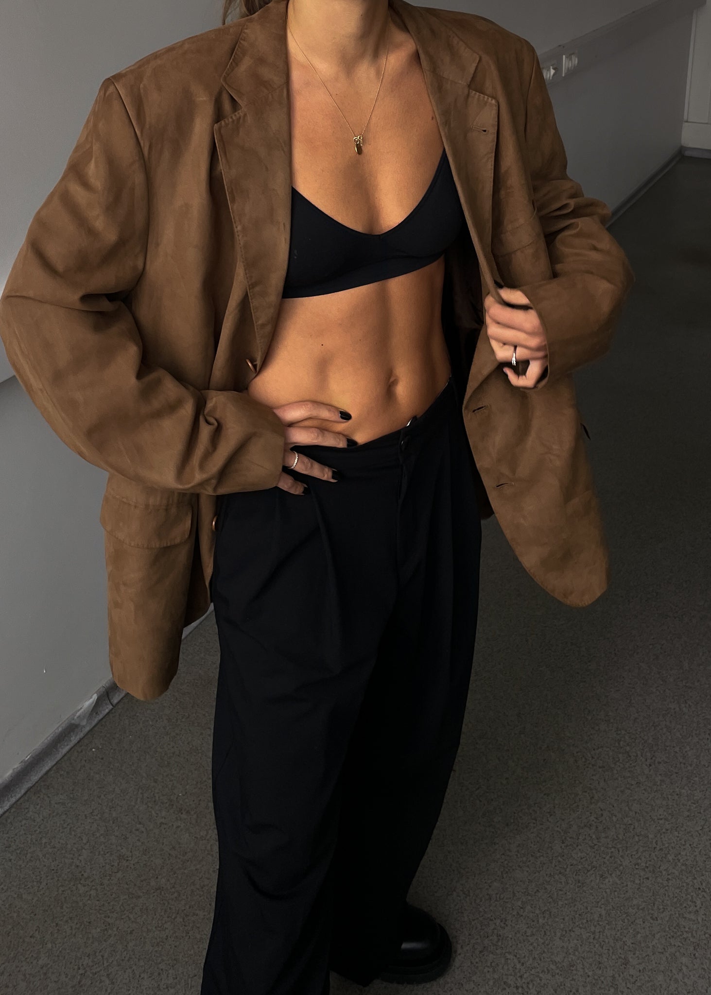 Vintage Brown Velvet Oversized Blazer