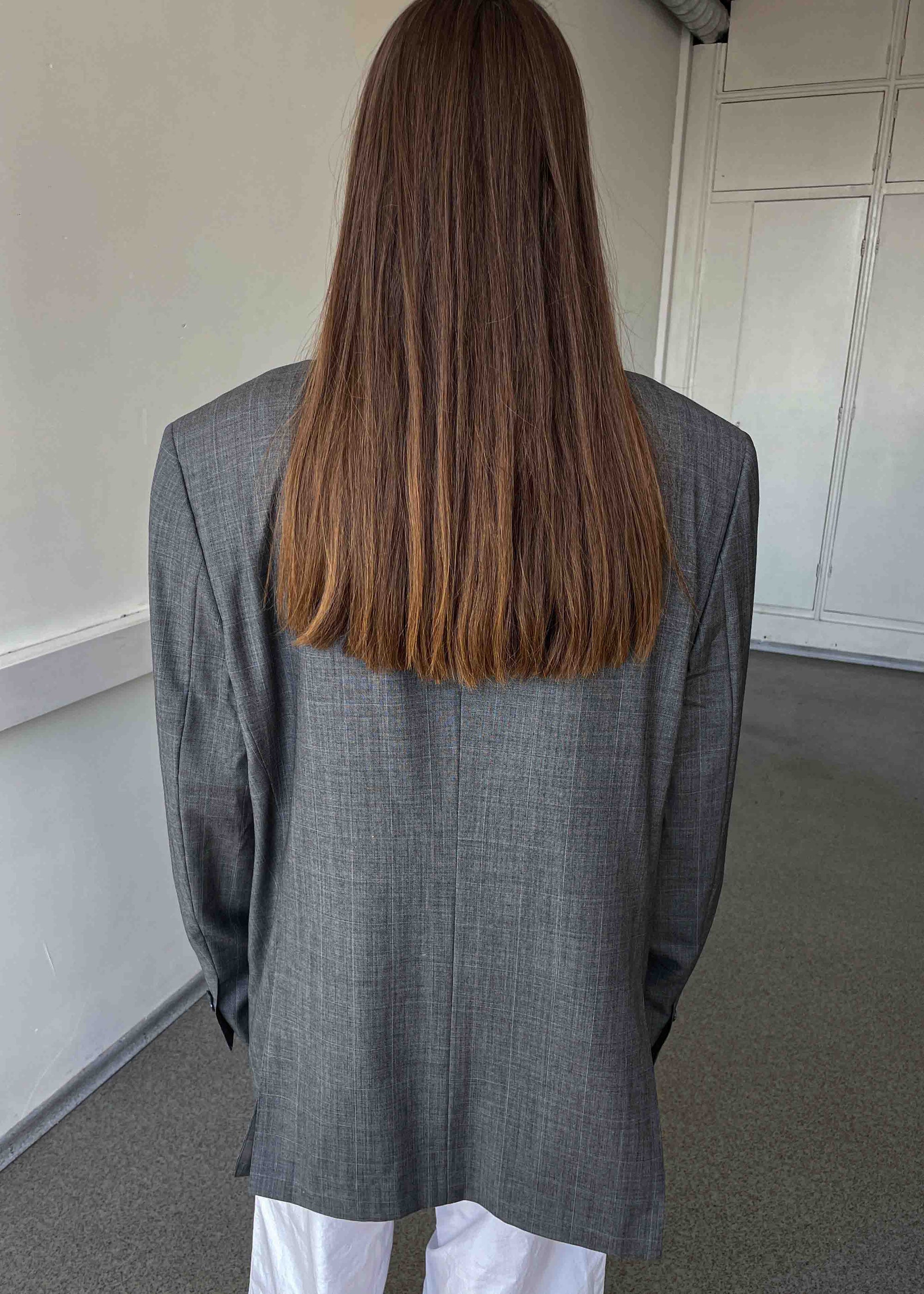 Vintage Grey Patterned Oversized 100% WOOL Blazer