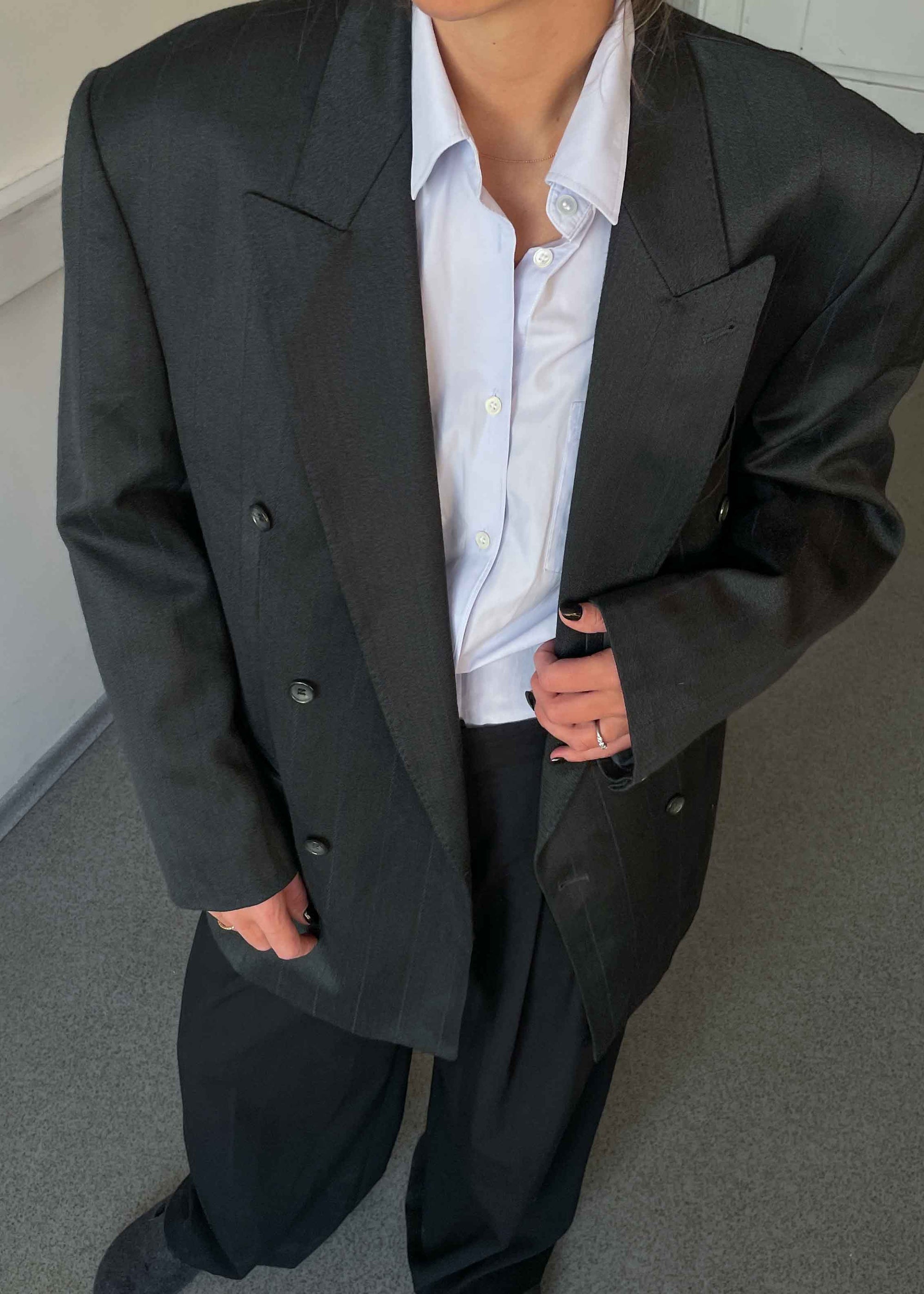 Vintage Dark Green Oversized Double Breasted Blazer