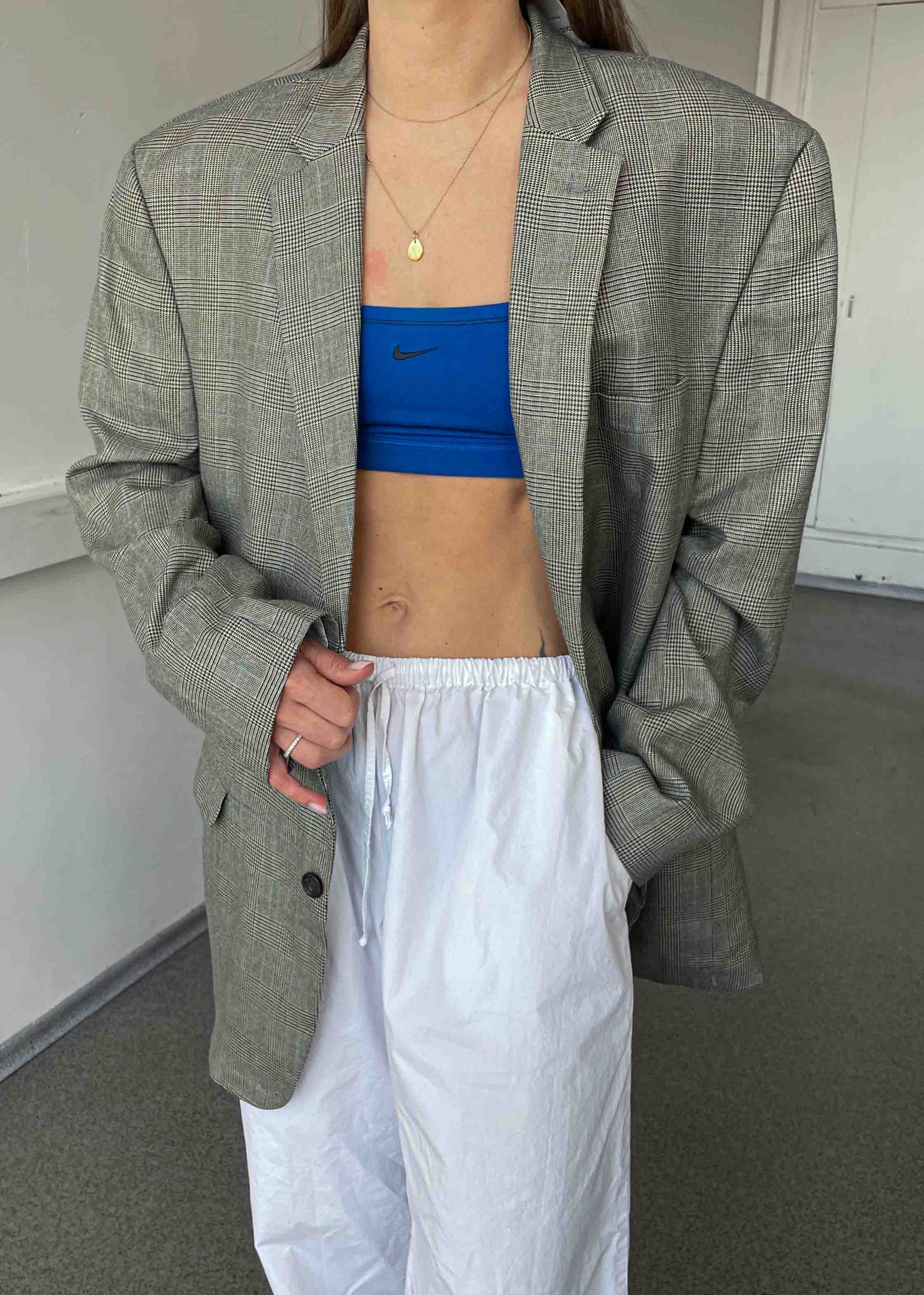 Vintage Grey / Khaki Checked Oversized Blazer by Chaps by RALPH LAUREN