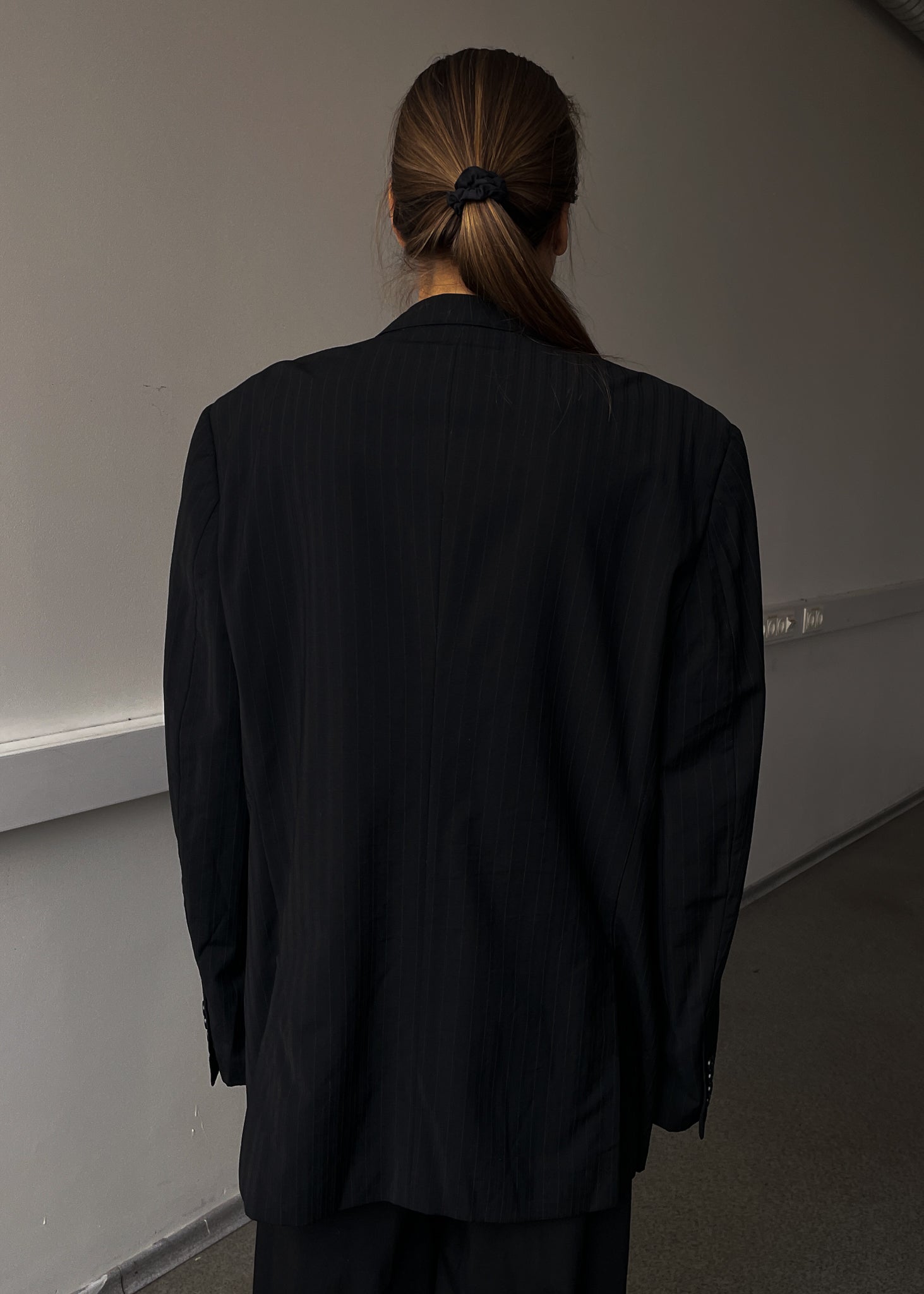 Vintage Black Striped Oversized Blazer