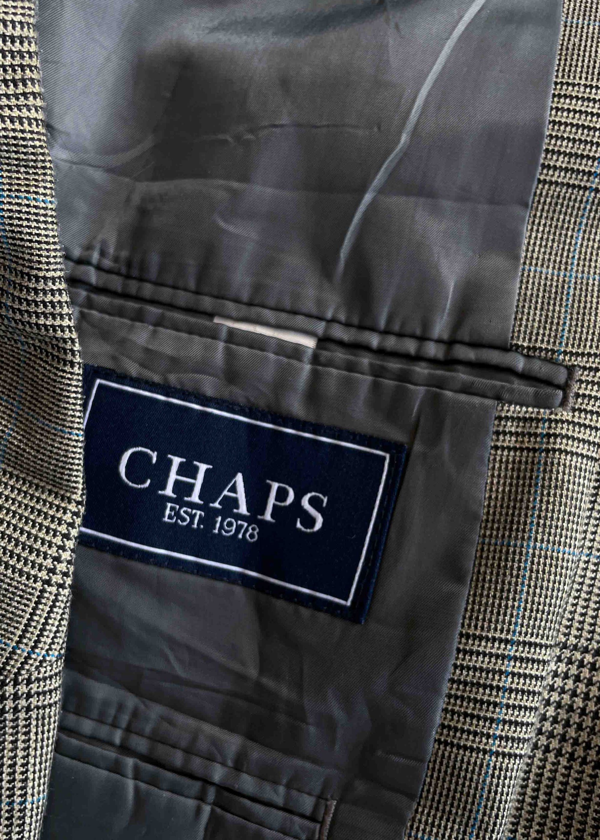 Vintage Grey / Khaki Checked Oversized Blazer by Chaps by RALPH LAUREN