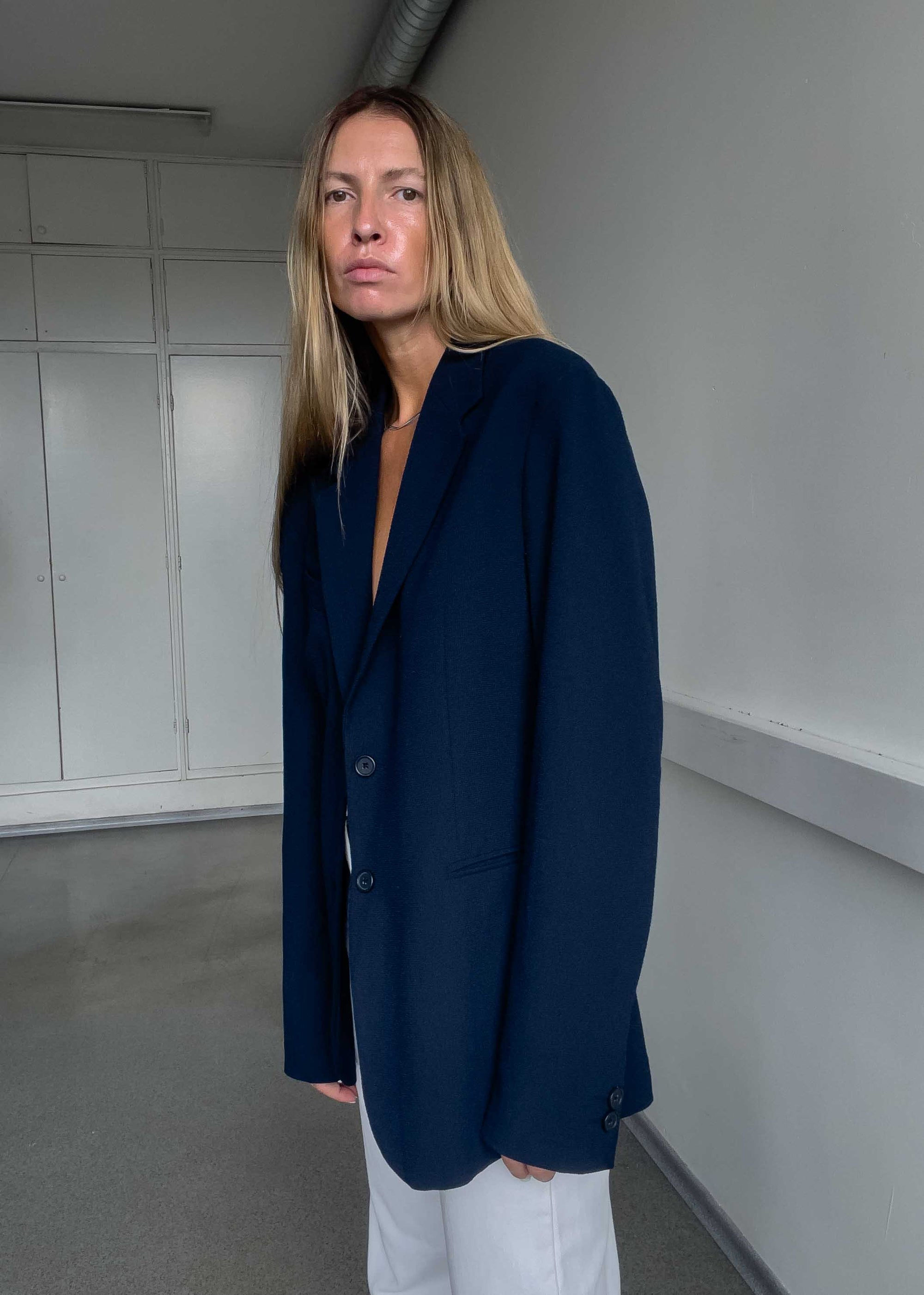 Vintage Blue Oversized Light Weight Blazer