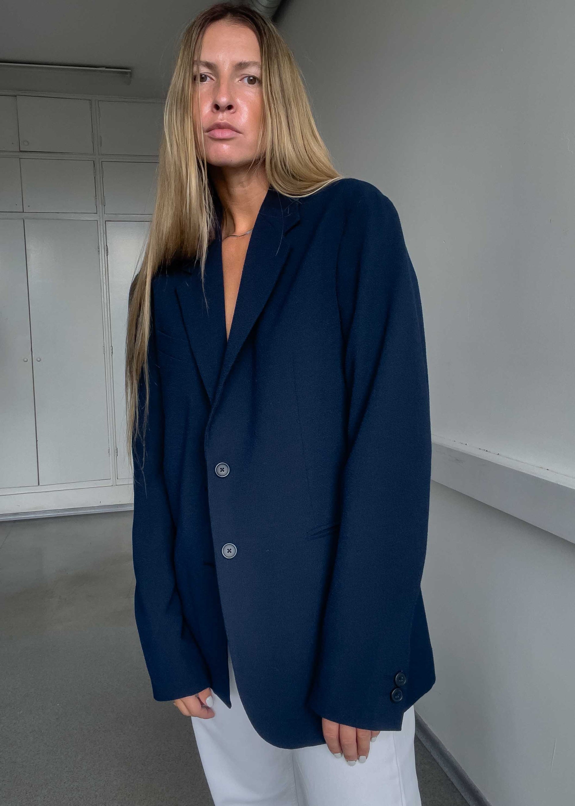 Vintage Blue Oversized Light Weight Blazer