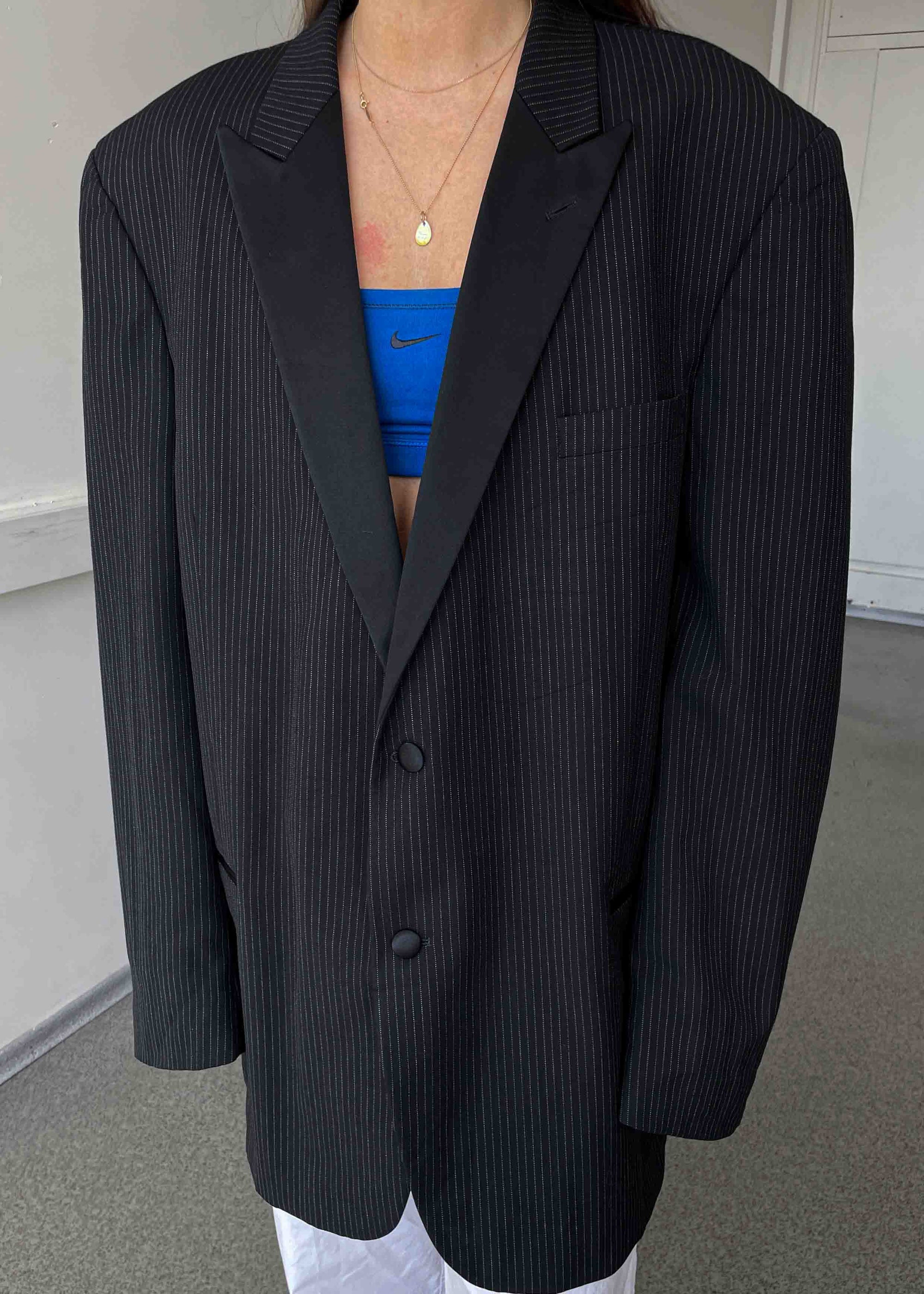 Vintage Black Striped Oversized Blazer by CALVIN KLEIN