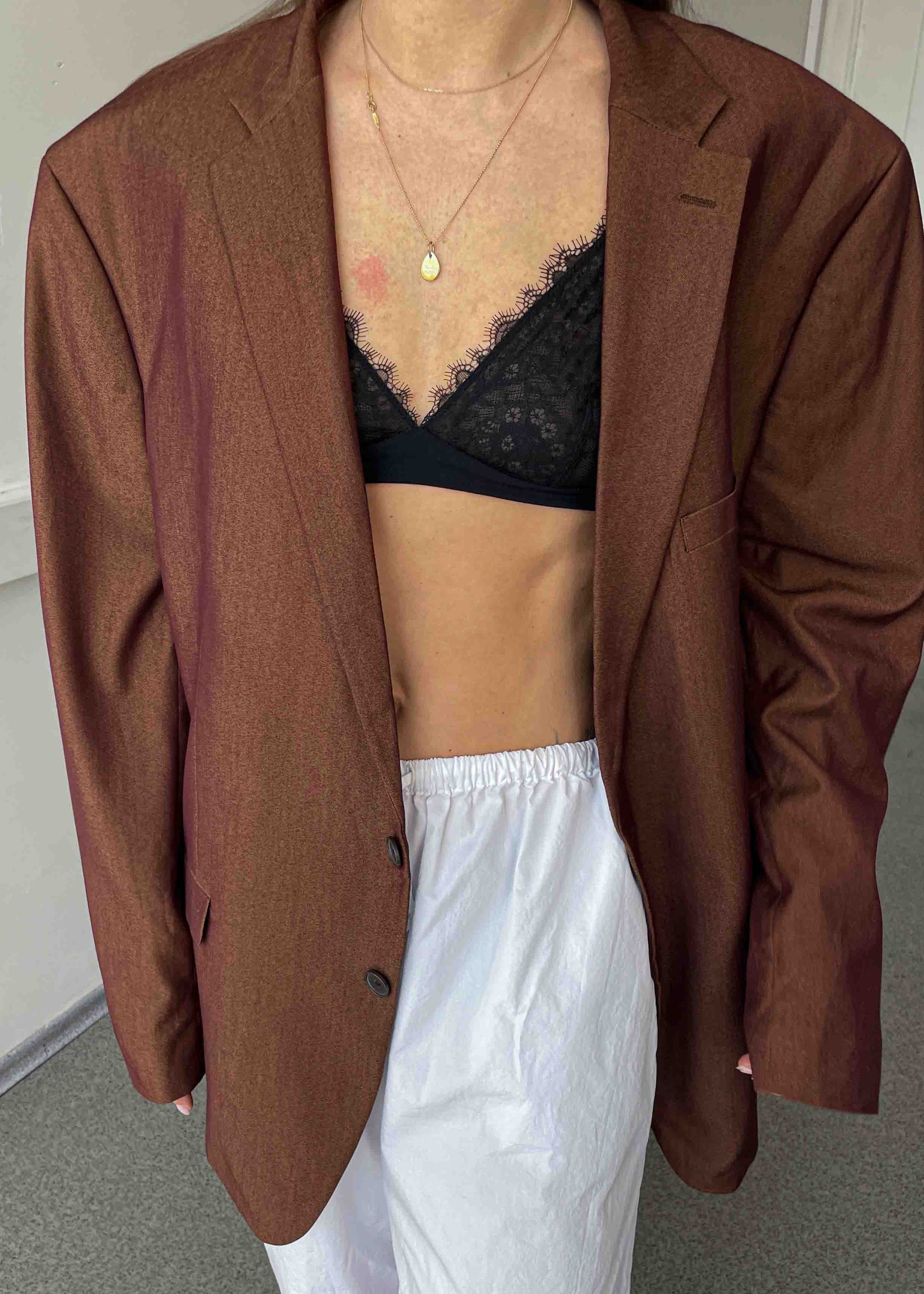 Vintage Burgundy Oversized Blazer with Golden Shine by CALVIN KLEIN