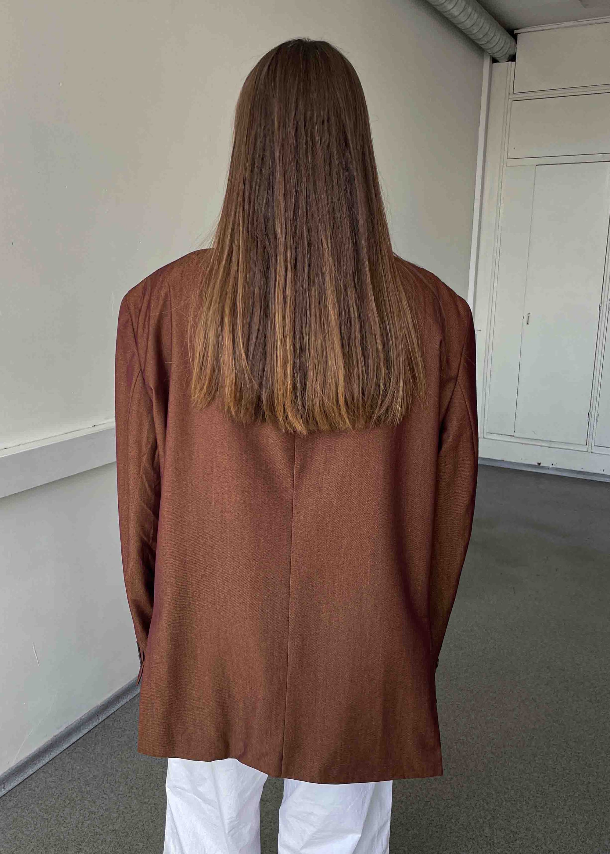 Vintage Burgundy Oversized Blazer with Golden Shine by CALVIN KLEIN