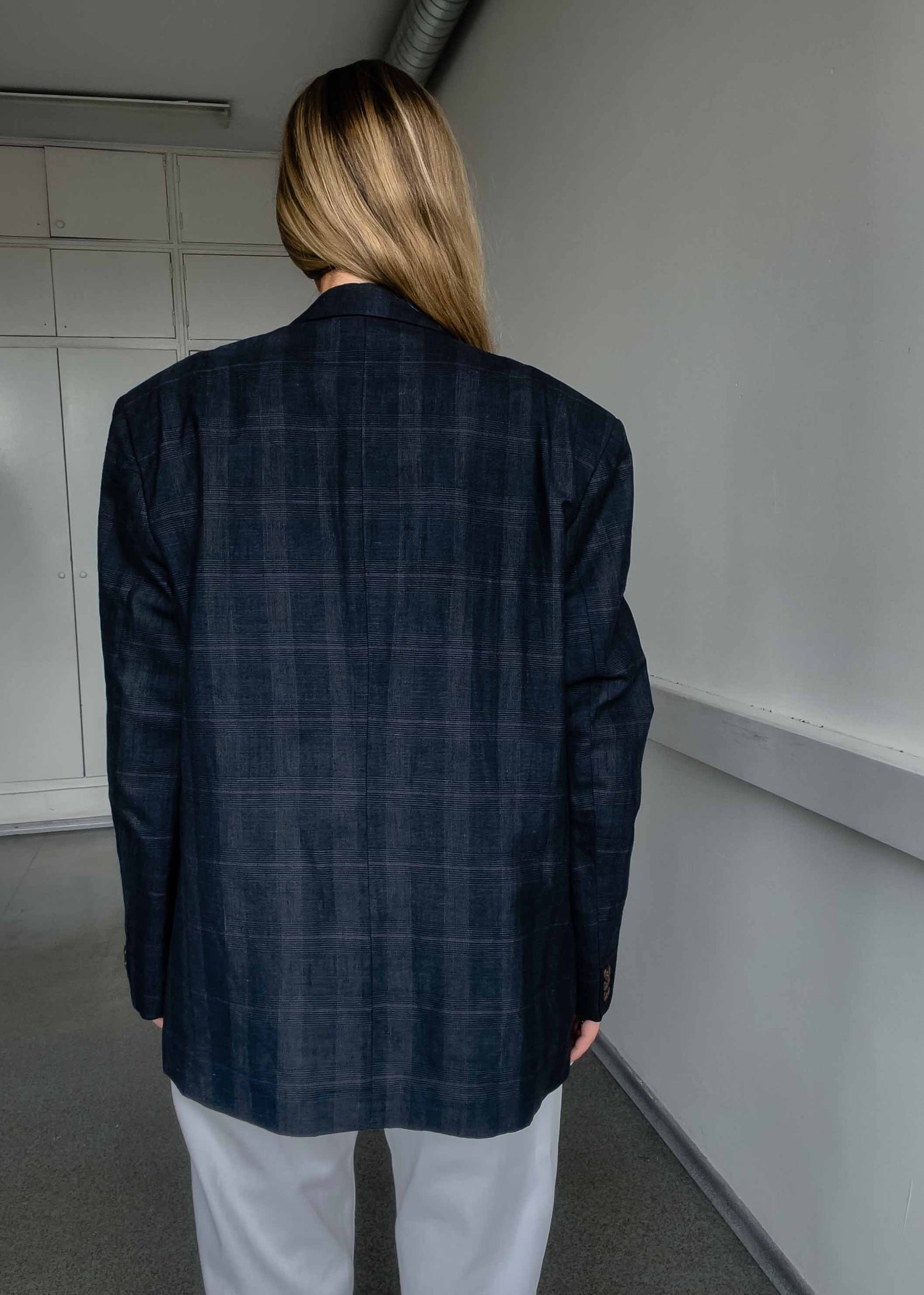 Vintage Grey Oversized Double Breasted Blazer
