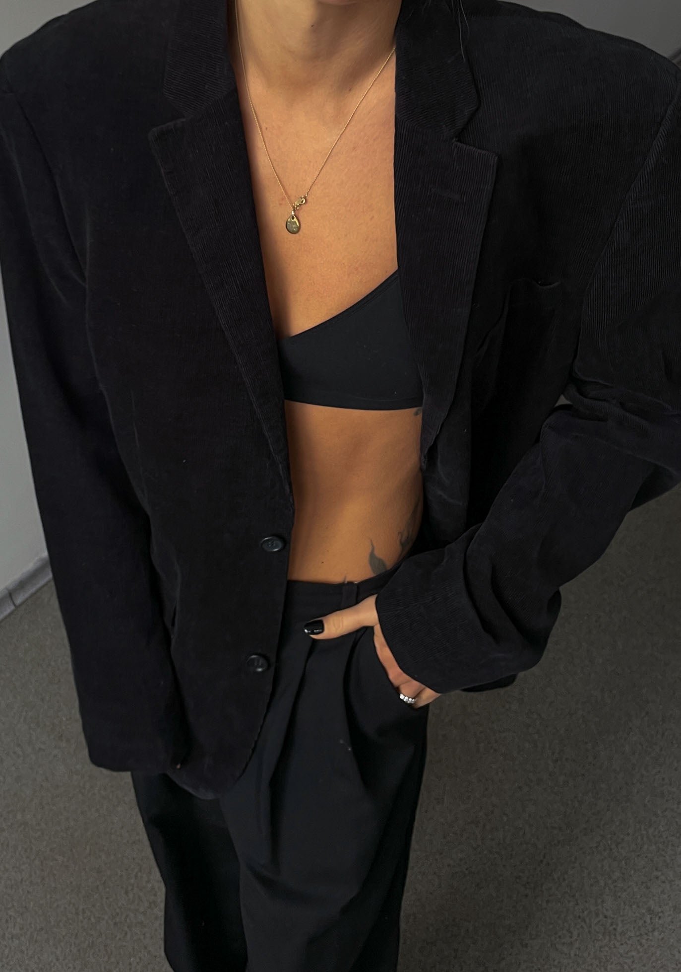 Vintage Black Oversized Corduroy Blazer