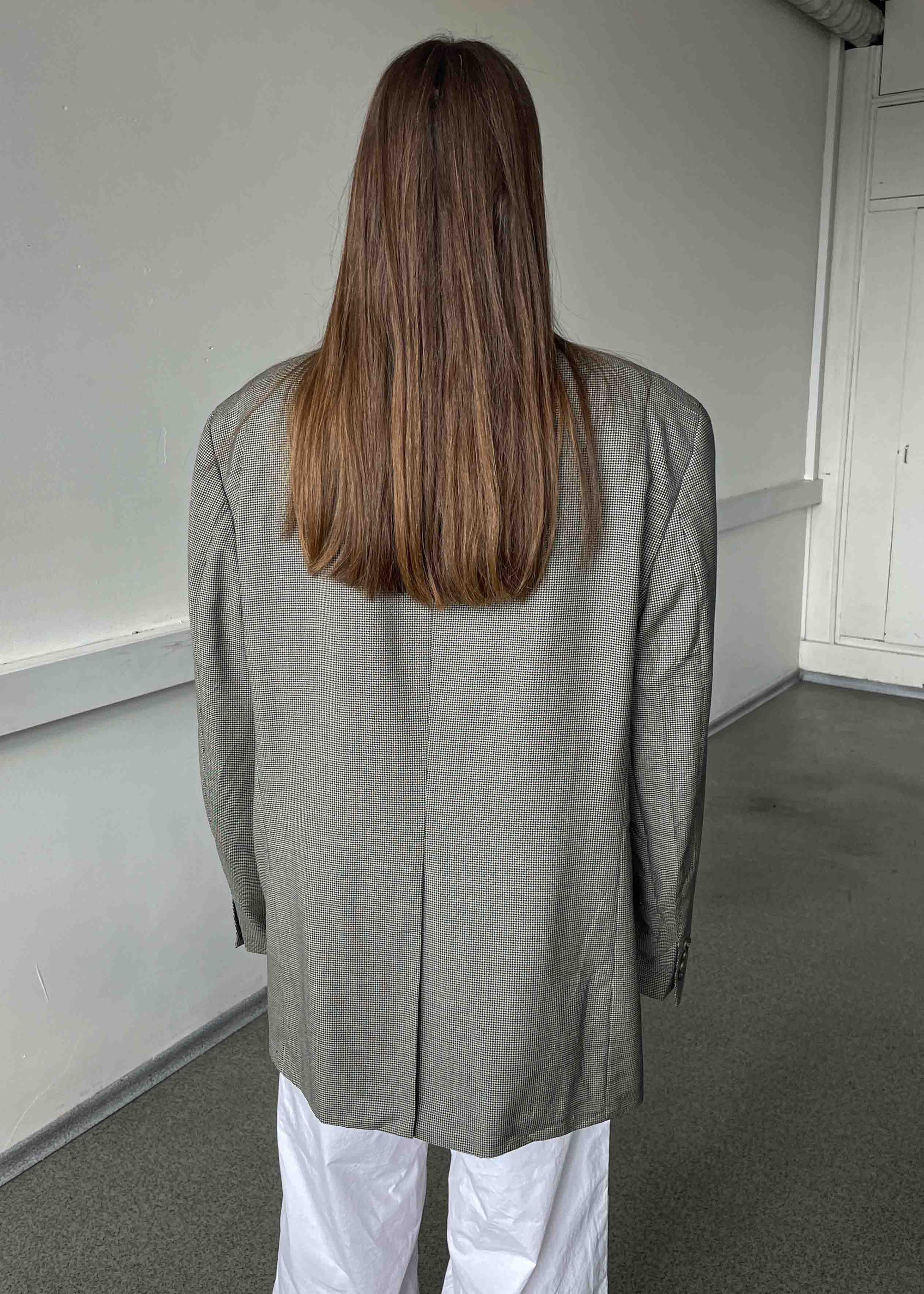 Vintage Grey Dogtooth Print Oversized Blazer by RALPH LAUREN