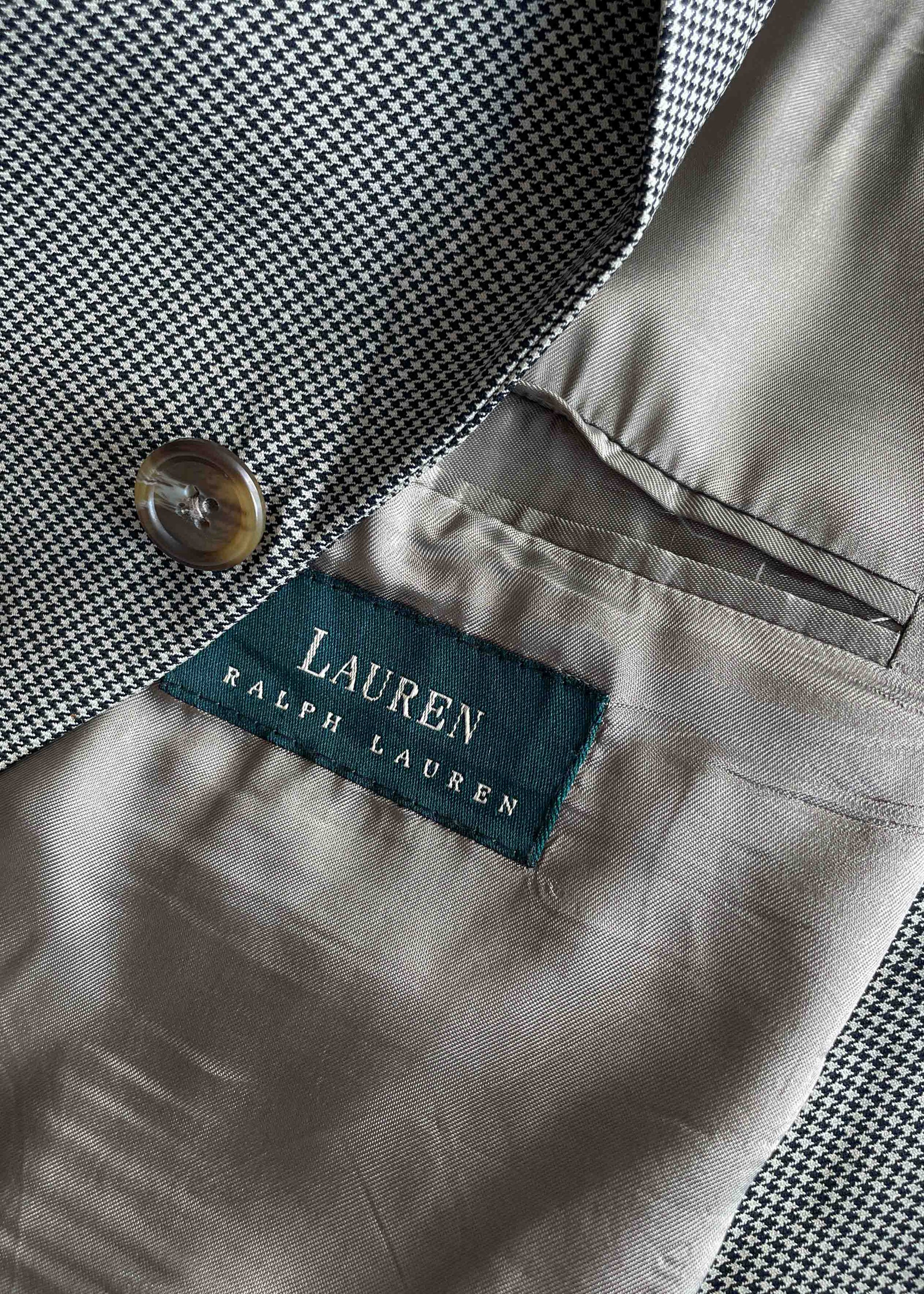 Vintage Grey Dogtooth Print Oversized Blazer by RALPH LAUREN