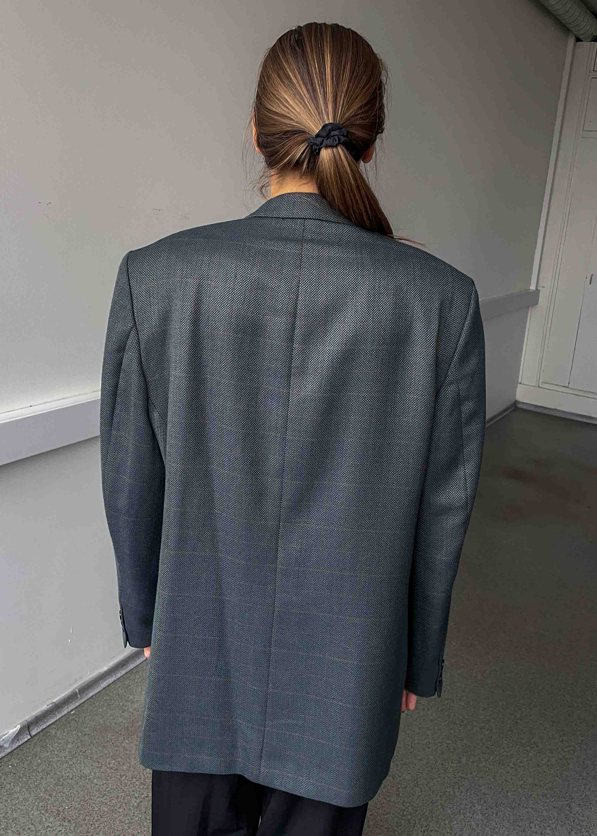 Vintage Green & Blue Patterned Oversized Blazer