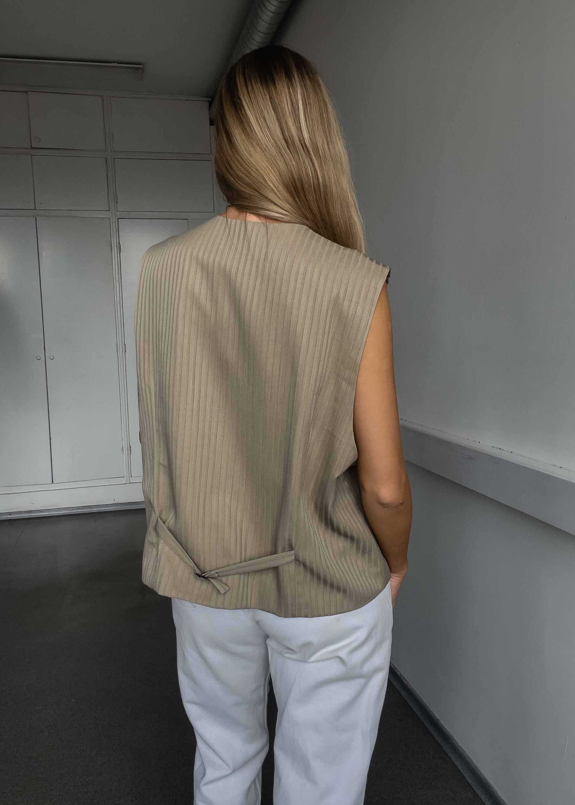 Vintage Cacao Oversized Stripy Vest