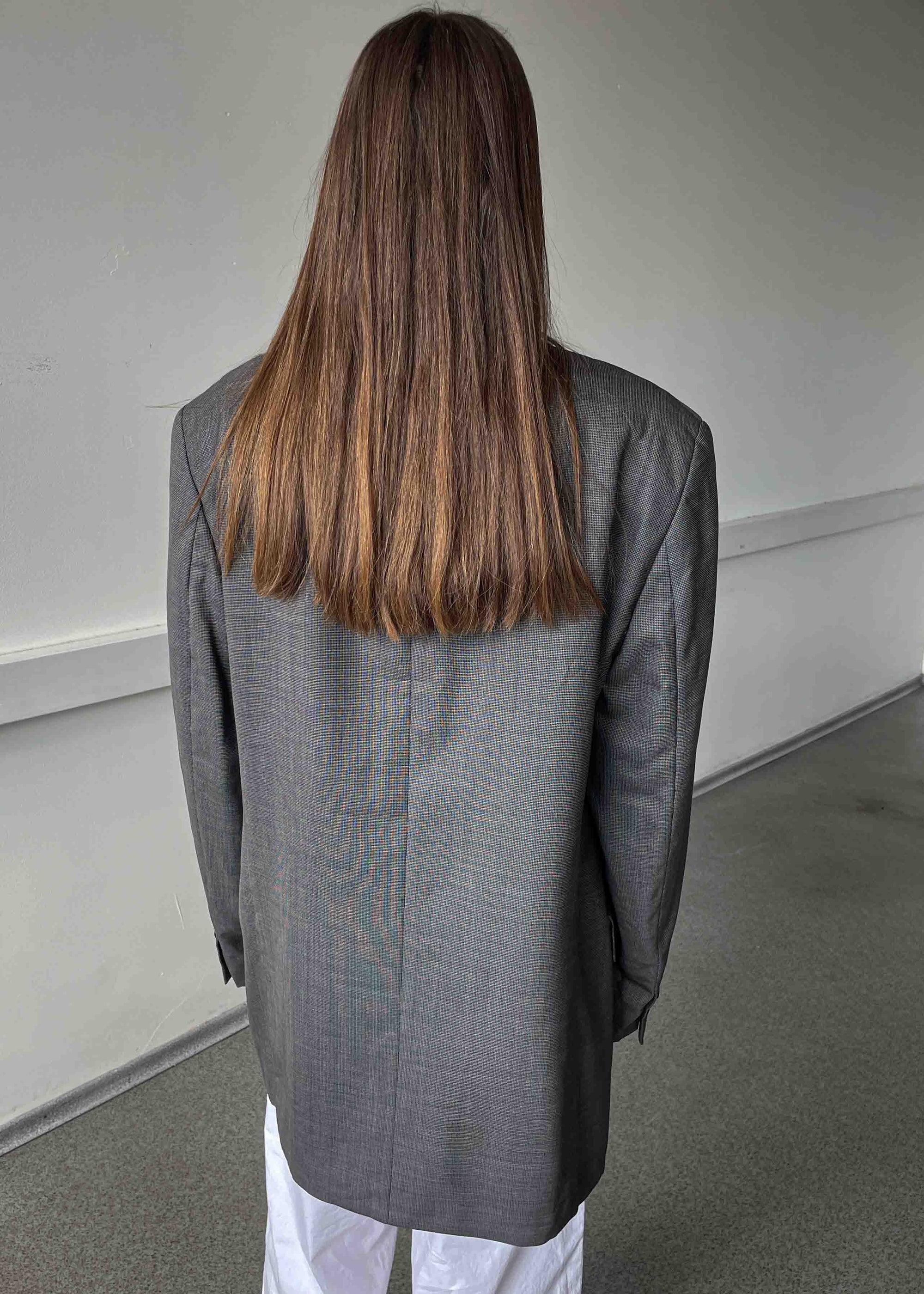 Vintage Grey Patterned Oversized 100% WOOL Blazer by CALVIN KLEIN