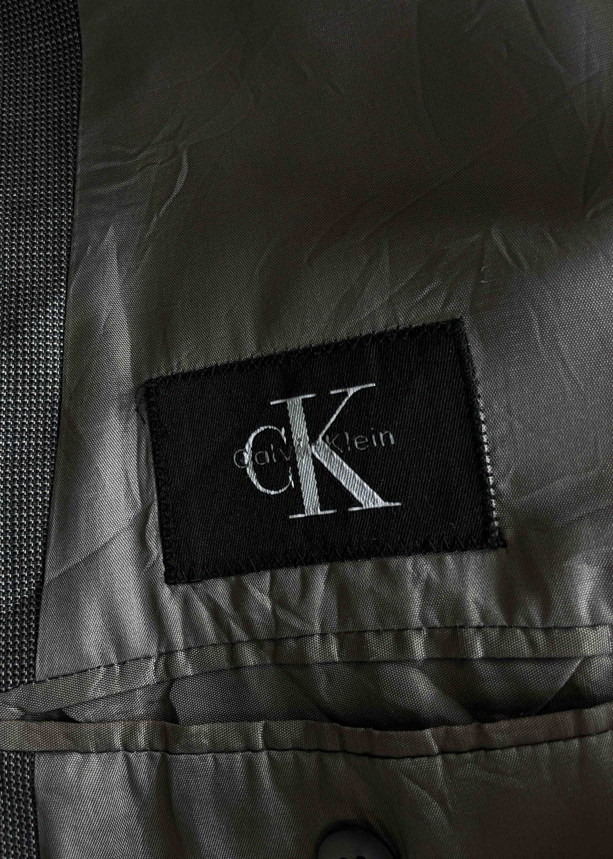 Vintage Grey Patterned Oversized 100% WOOL Blazer by CALVIN KLEIN