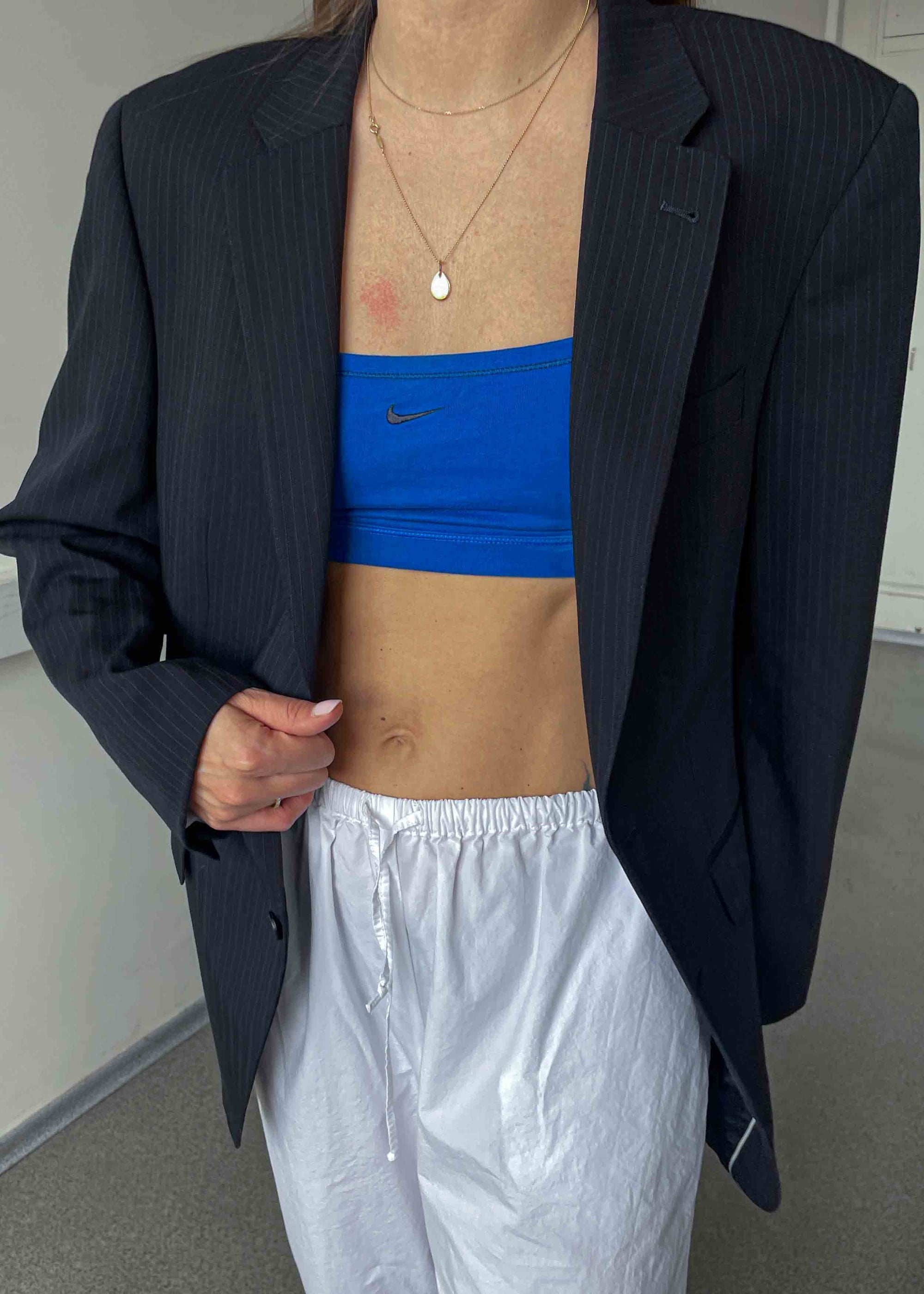 Vintage Black Striped Oversized Blazer