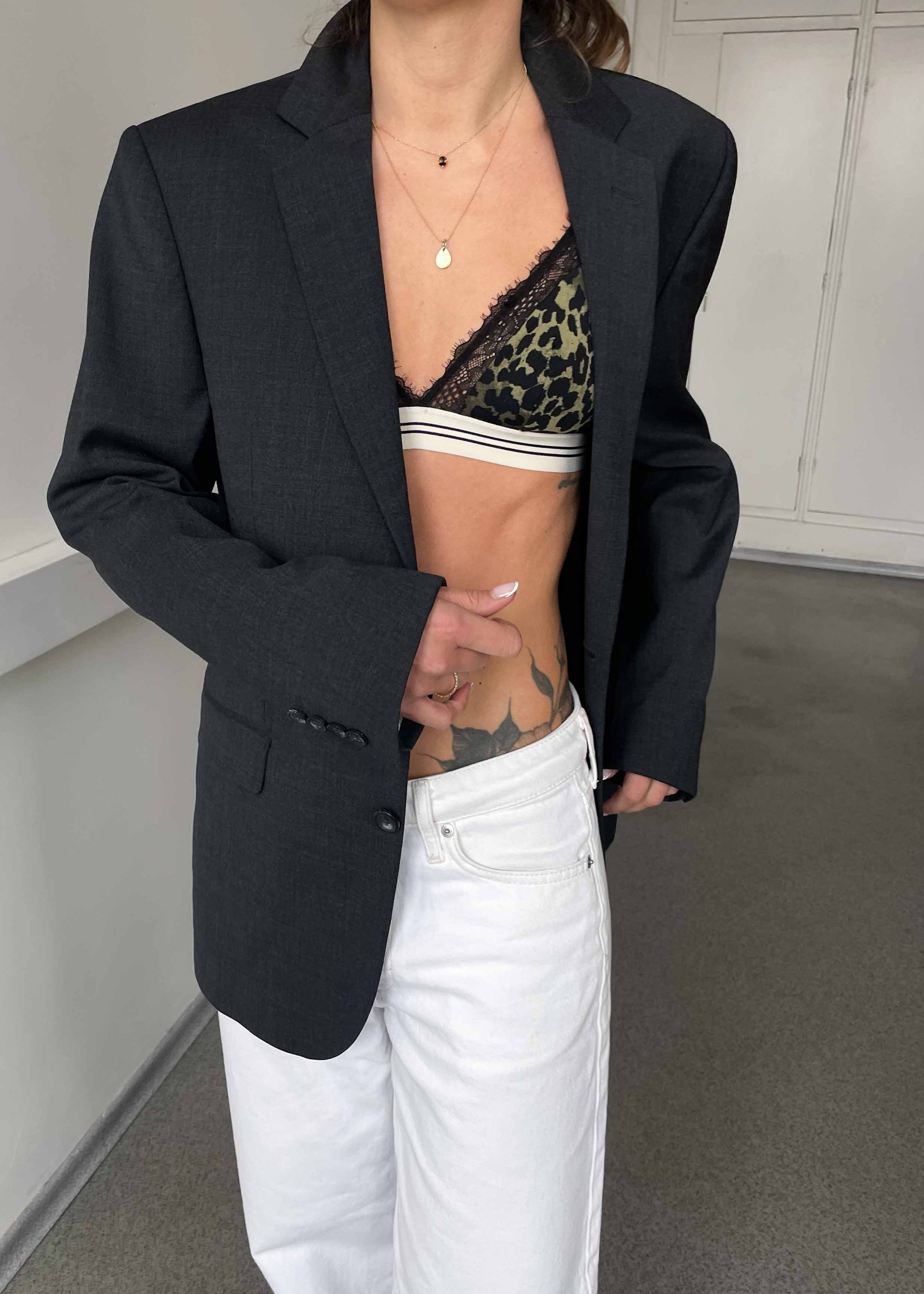 Vintage Dark Grey Smaller Fit Blazer