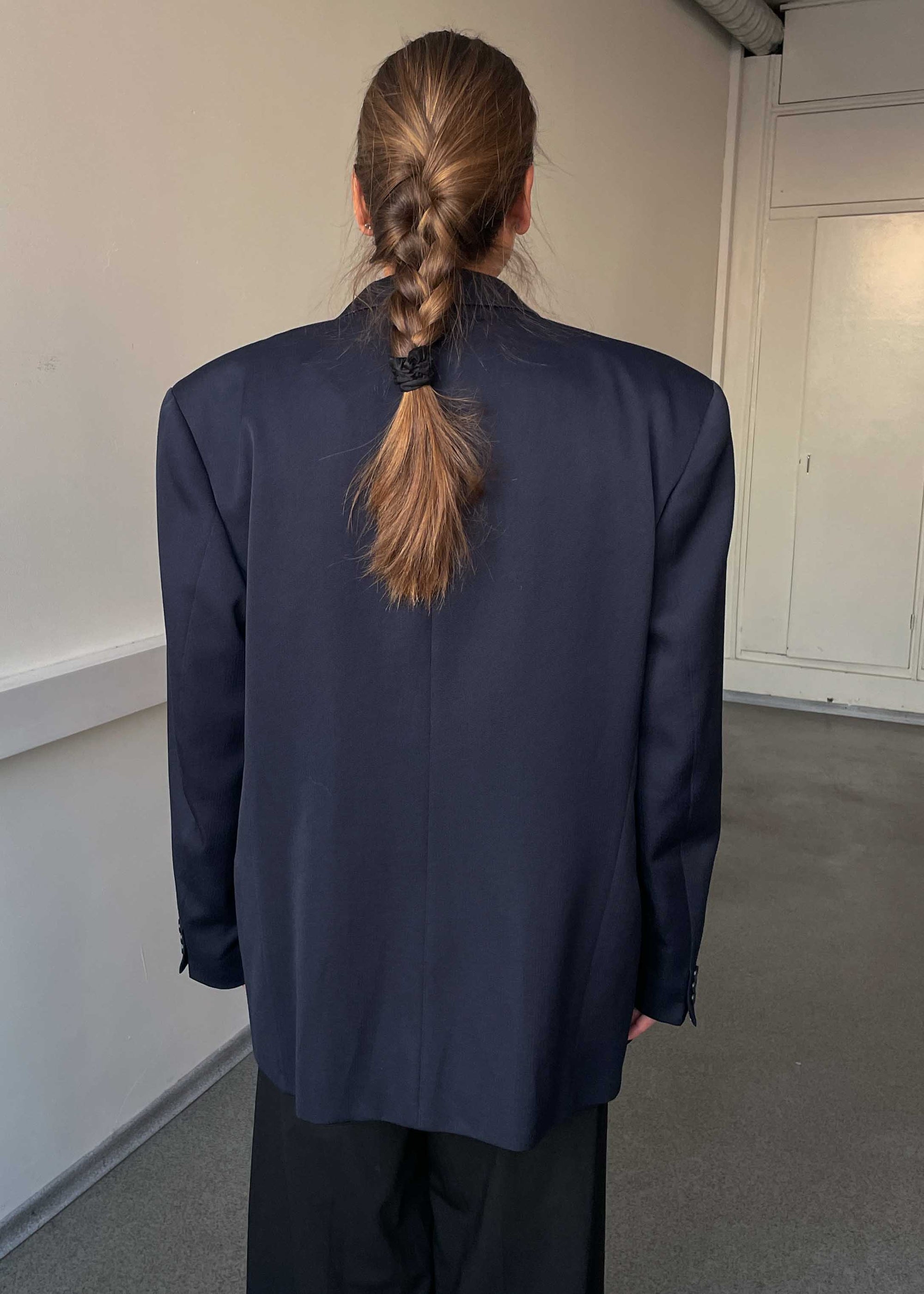 Vintage Navy Blue Oversized Double Breasted Blazer