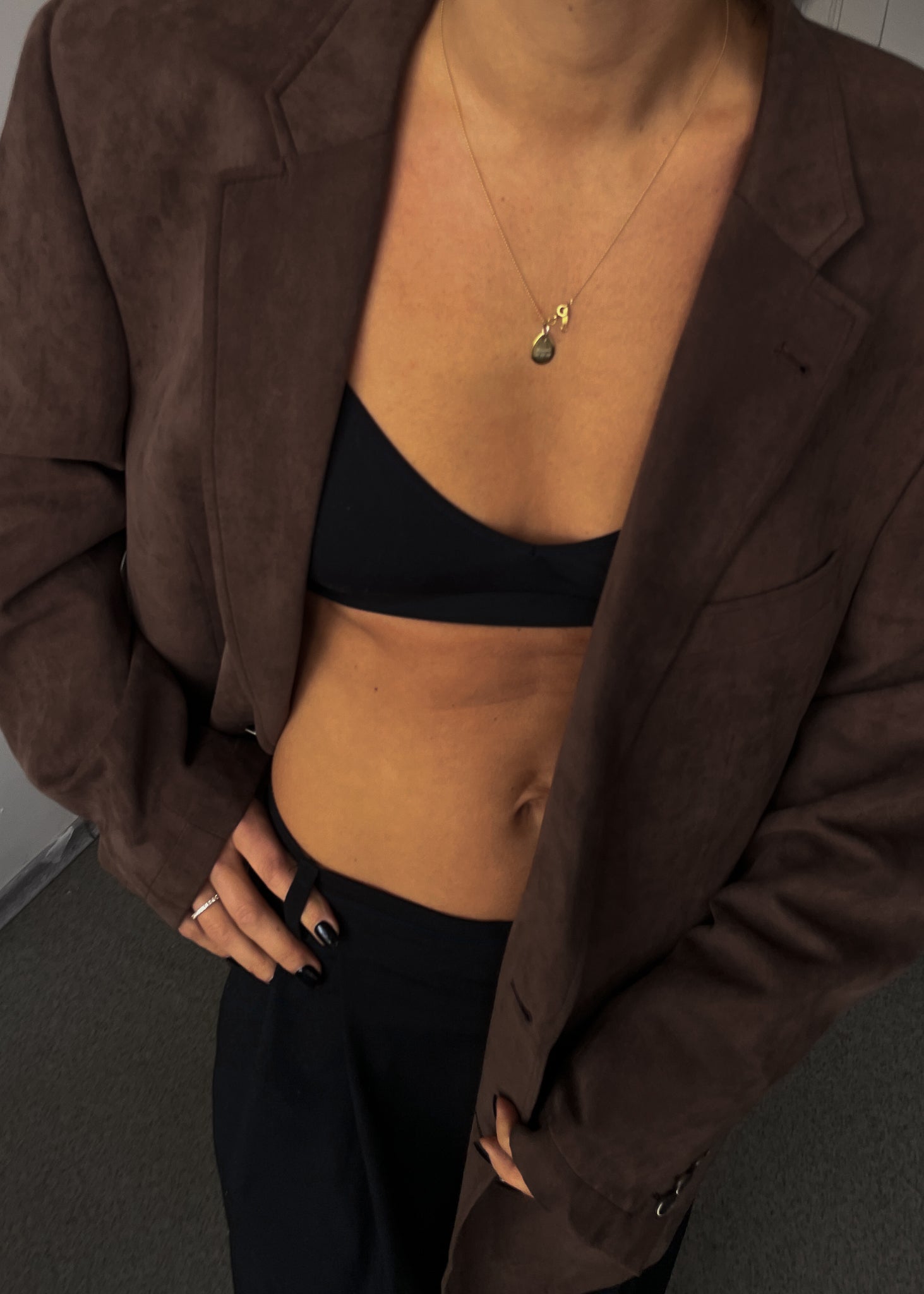 Vintage Brown Oversized Velvet Blazer