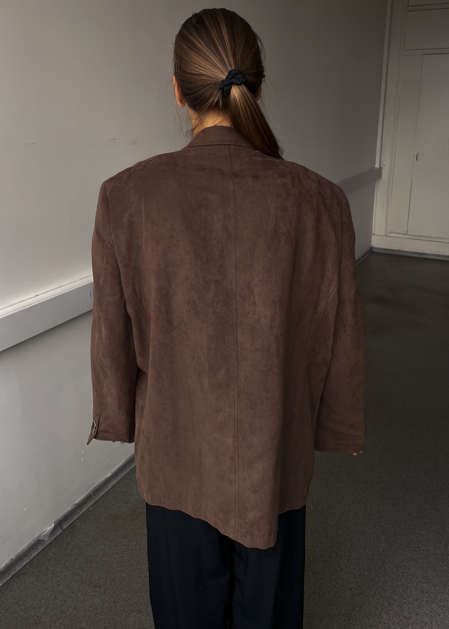 Vintage Brown Oversized Velvet Blazer