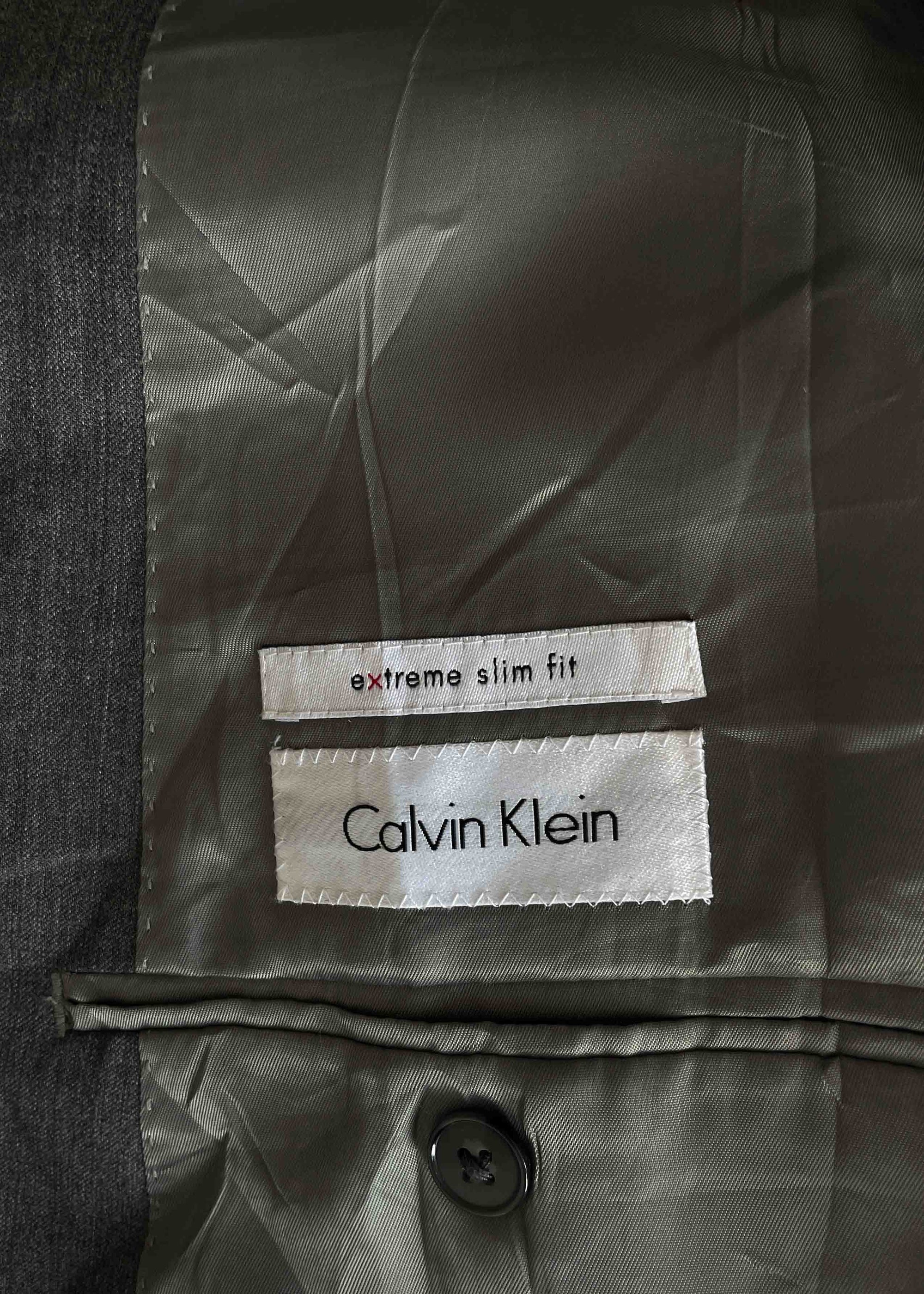 Vintage Light Grey Oversized 100% WOOL Double Breasted Blazer by CALVIN KLEIN