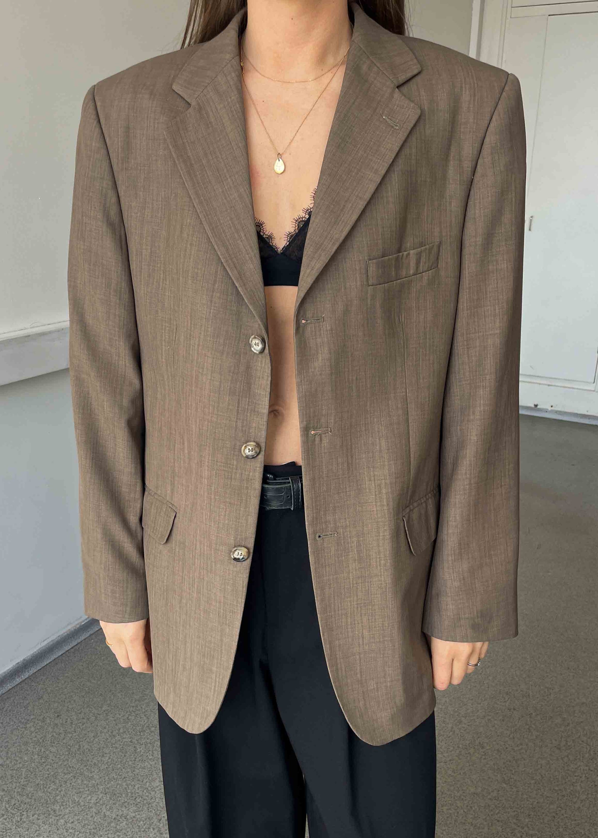 Vintage Mocha Brown Oversized Blazer