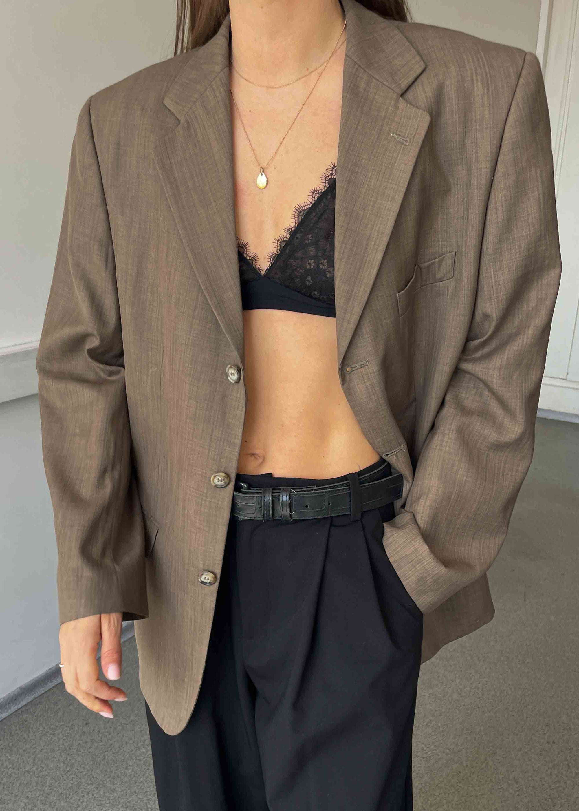 Vintage Mocha Brown Oversized Blazer
