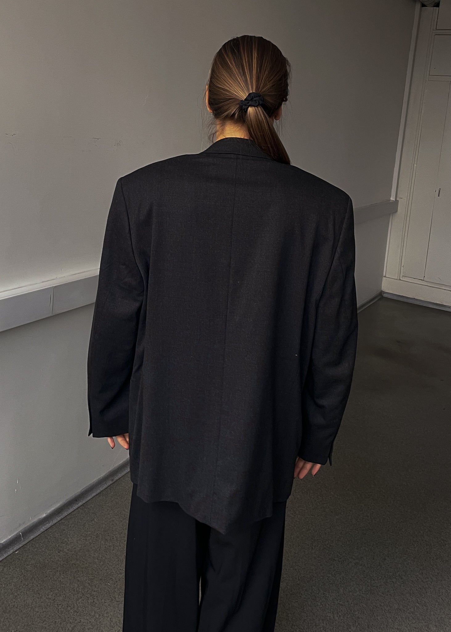 Vintage Dark Grey Oversized Double Breasted Blazer