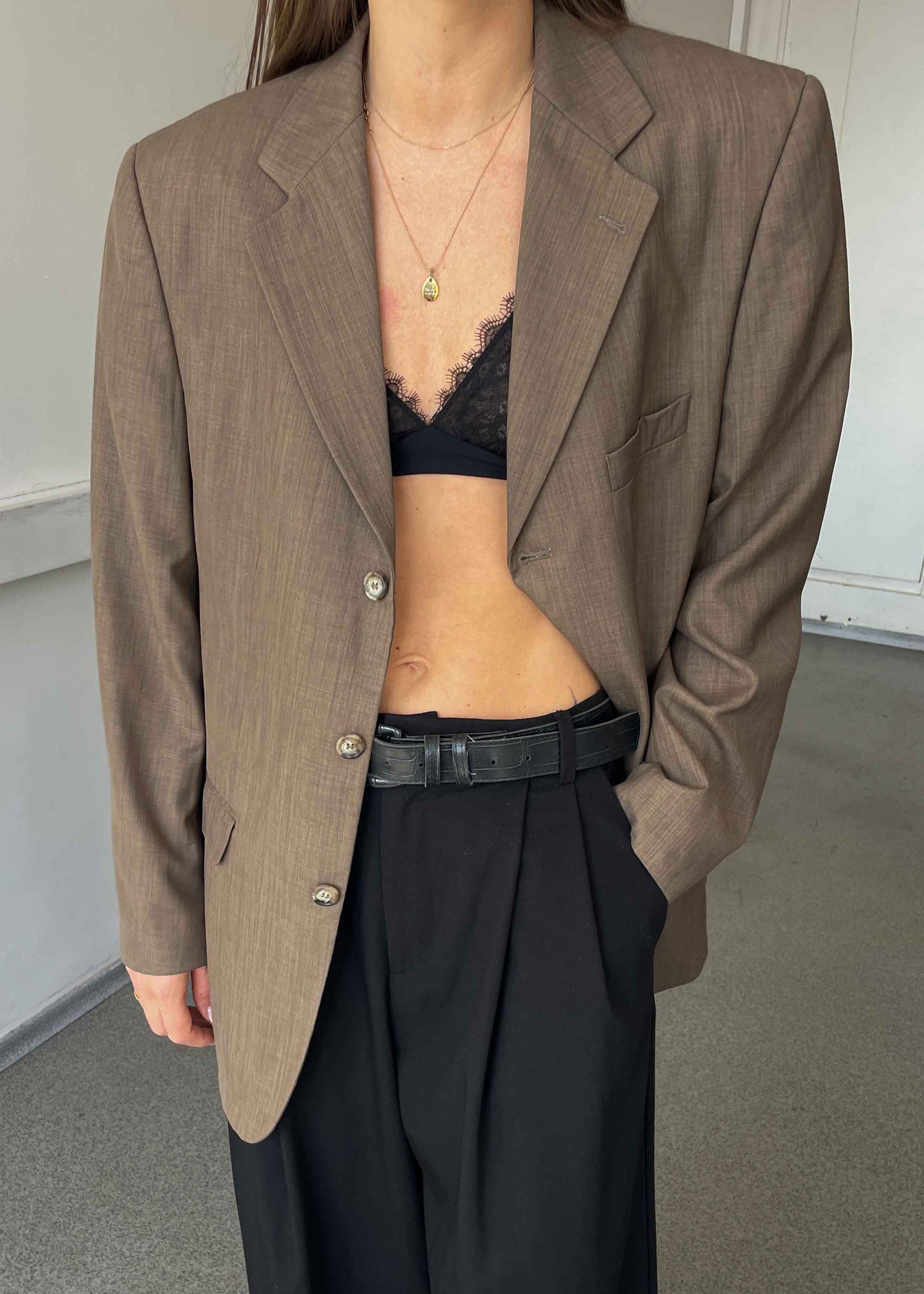 Vintage Mocha Brown Oversized Blazer